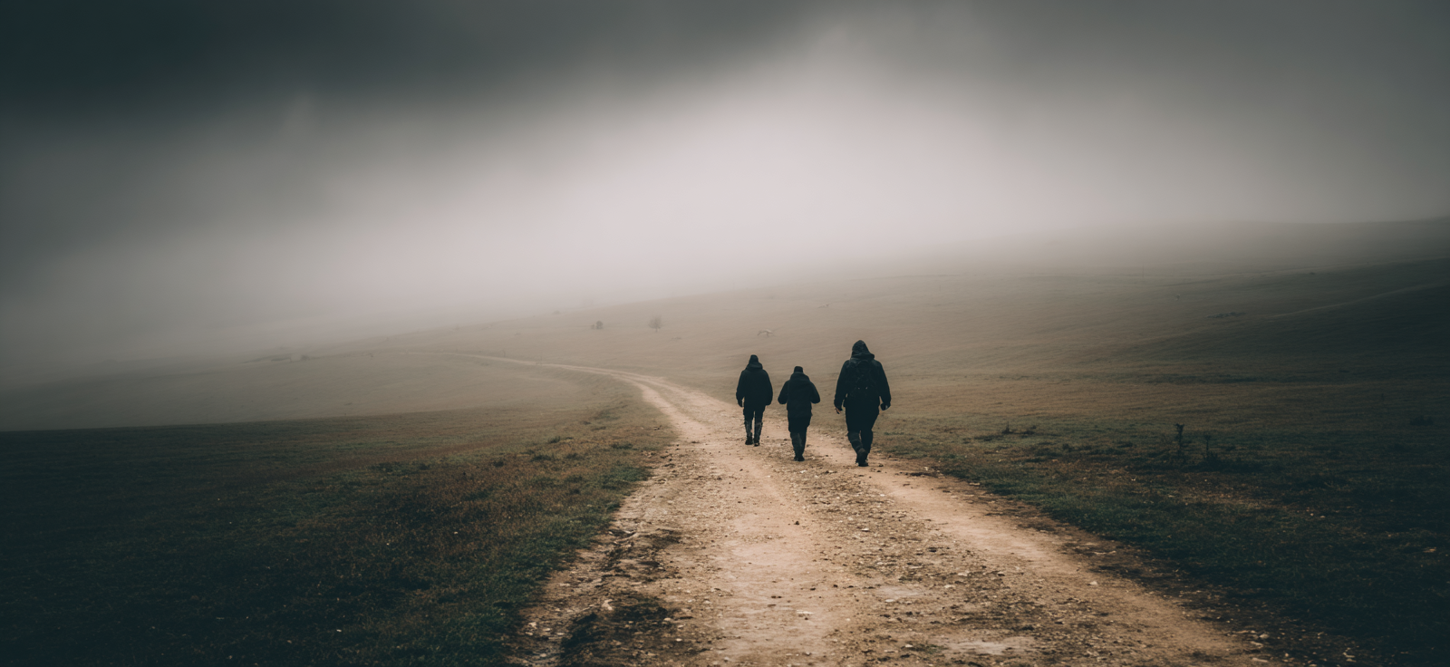 Moody Landschaft Fog Figuren Dirt Path Schritt Solitude Exploration | Reisen und Outdoor | Themen und Hobbys