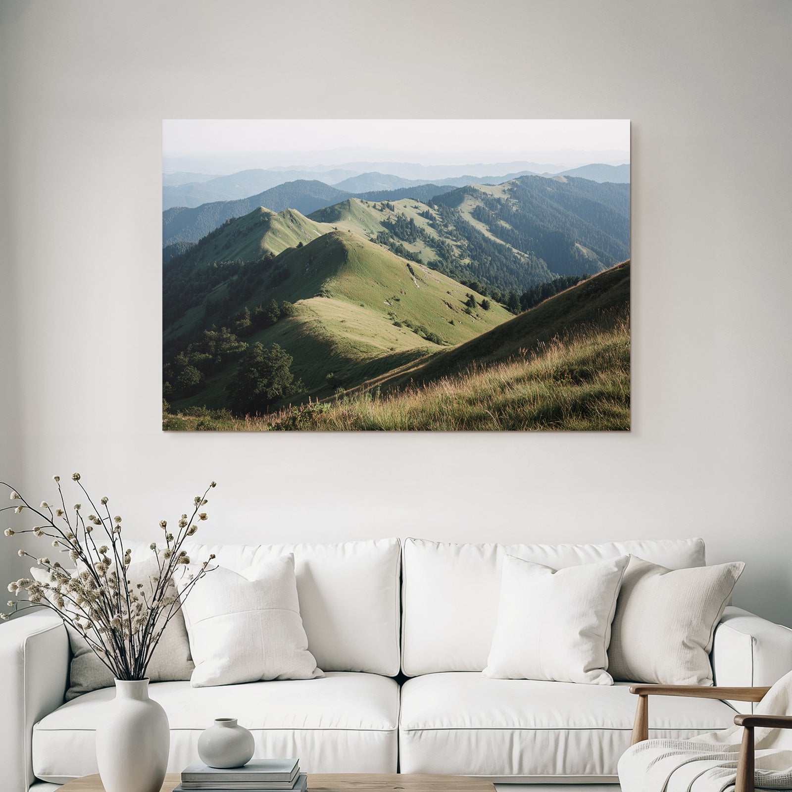 Scenic Landscape Rollende Grüne Höhen Und Entfernte Berge