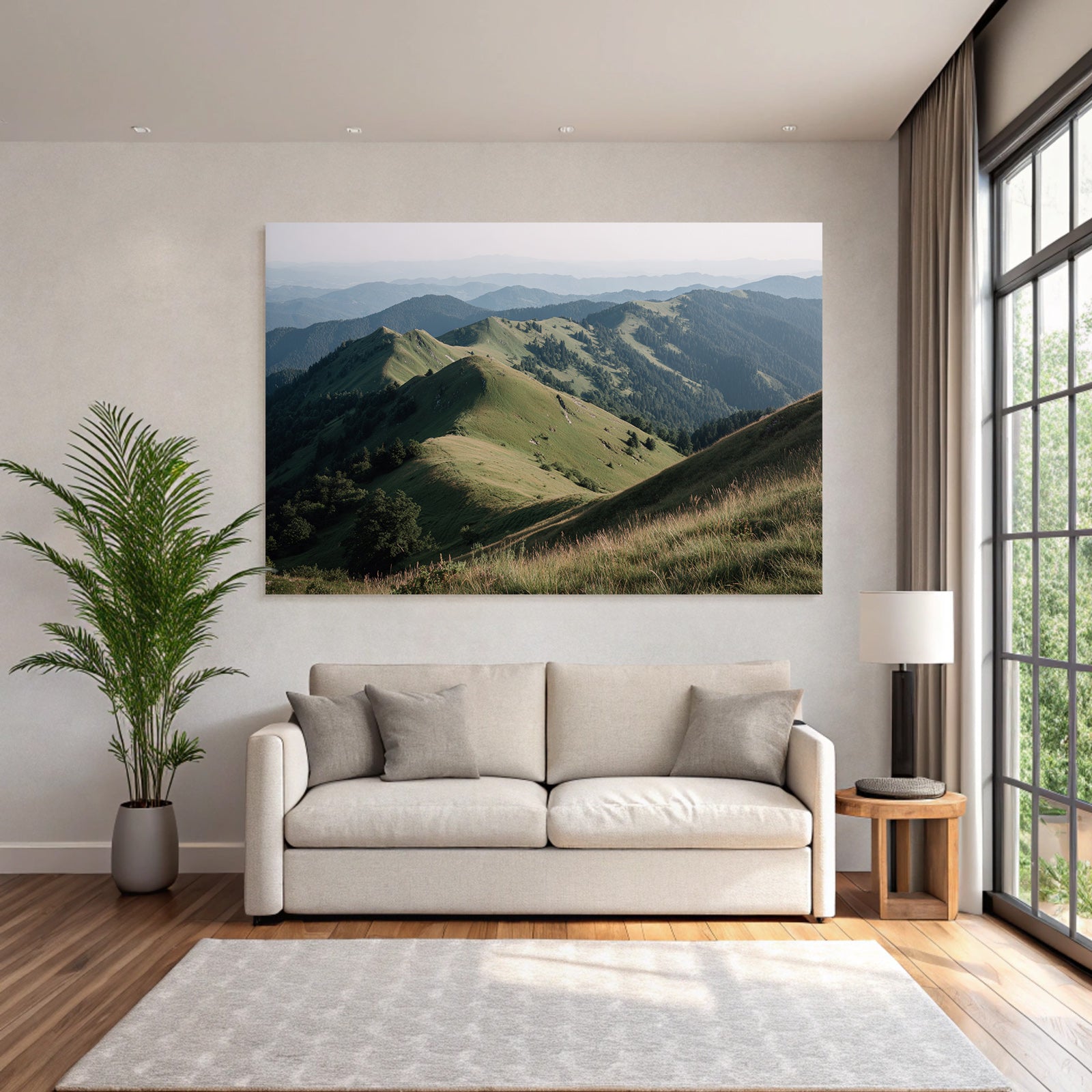 Scenic Landscape Rollende Grüne Höhen Und Entfernte Berge