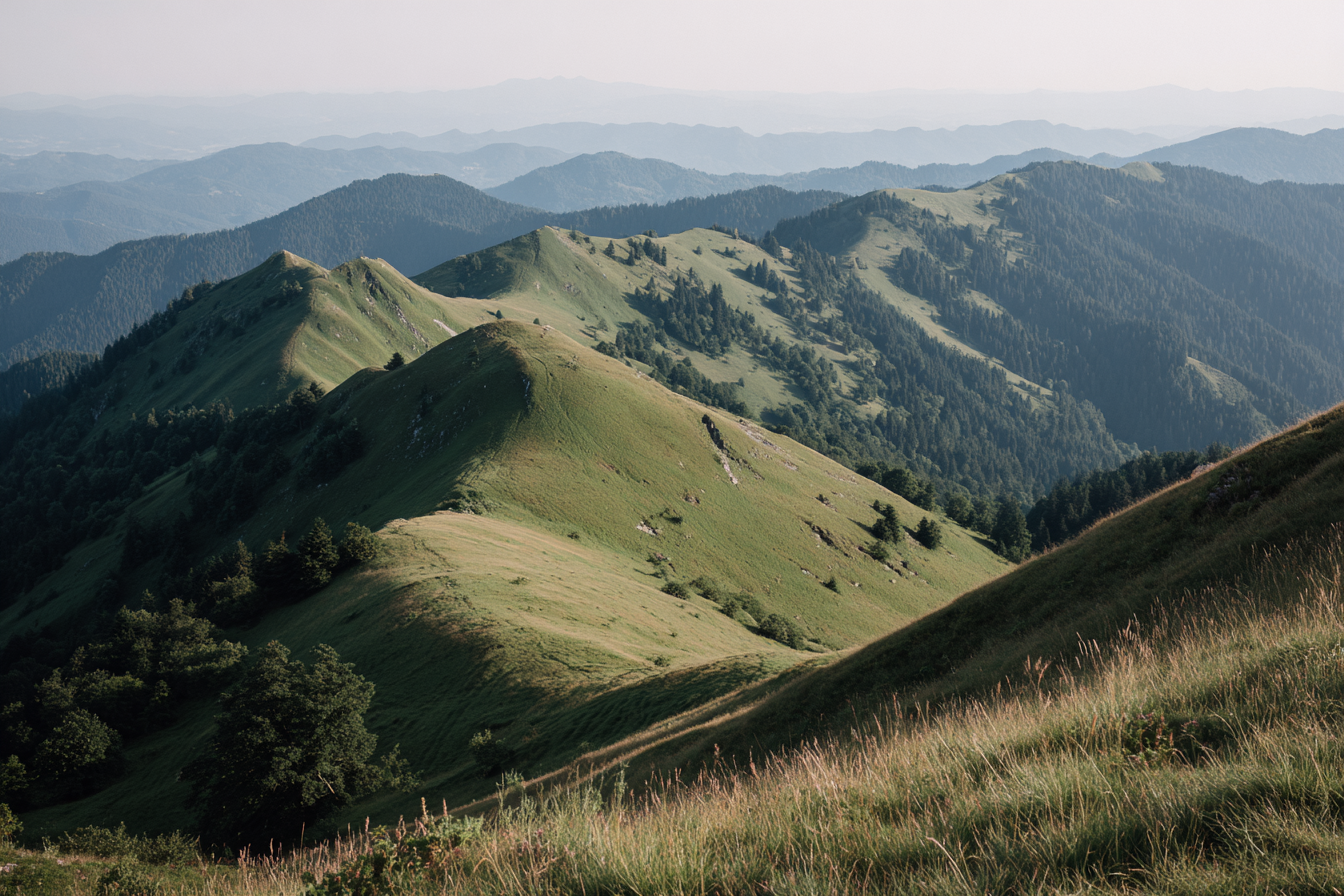 Scenic Landscape Rollende Grüne Höhen Und Entfernte Berge | Reisen und Outdoor | Themen und Hobbys