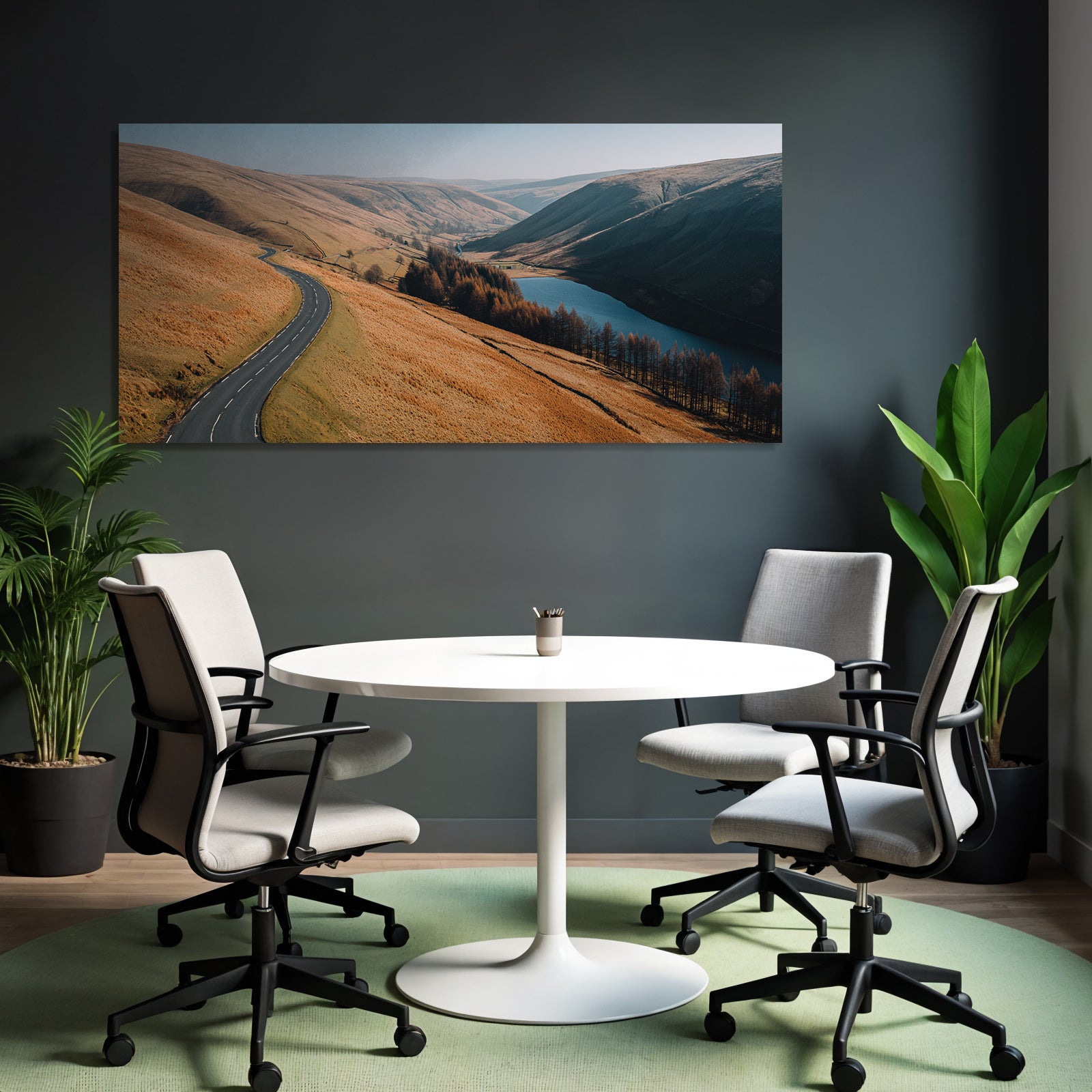 Winding Road Through Hills Scenic Landscape Tranquility