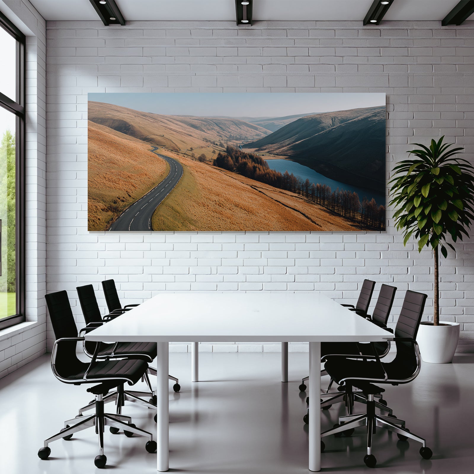 Winding Road Through Hills Scenic Landscape Tranquility