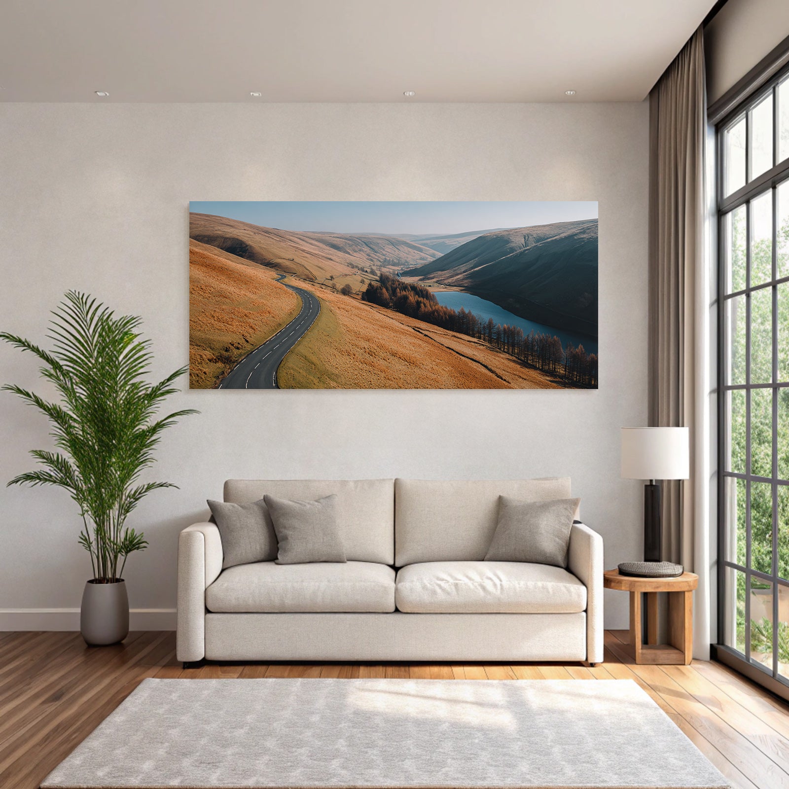Winding Road Through Hills Scenic Landscape Tranquility
