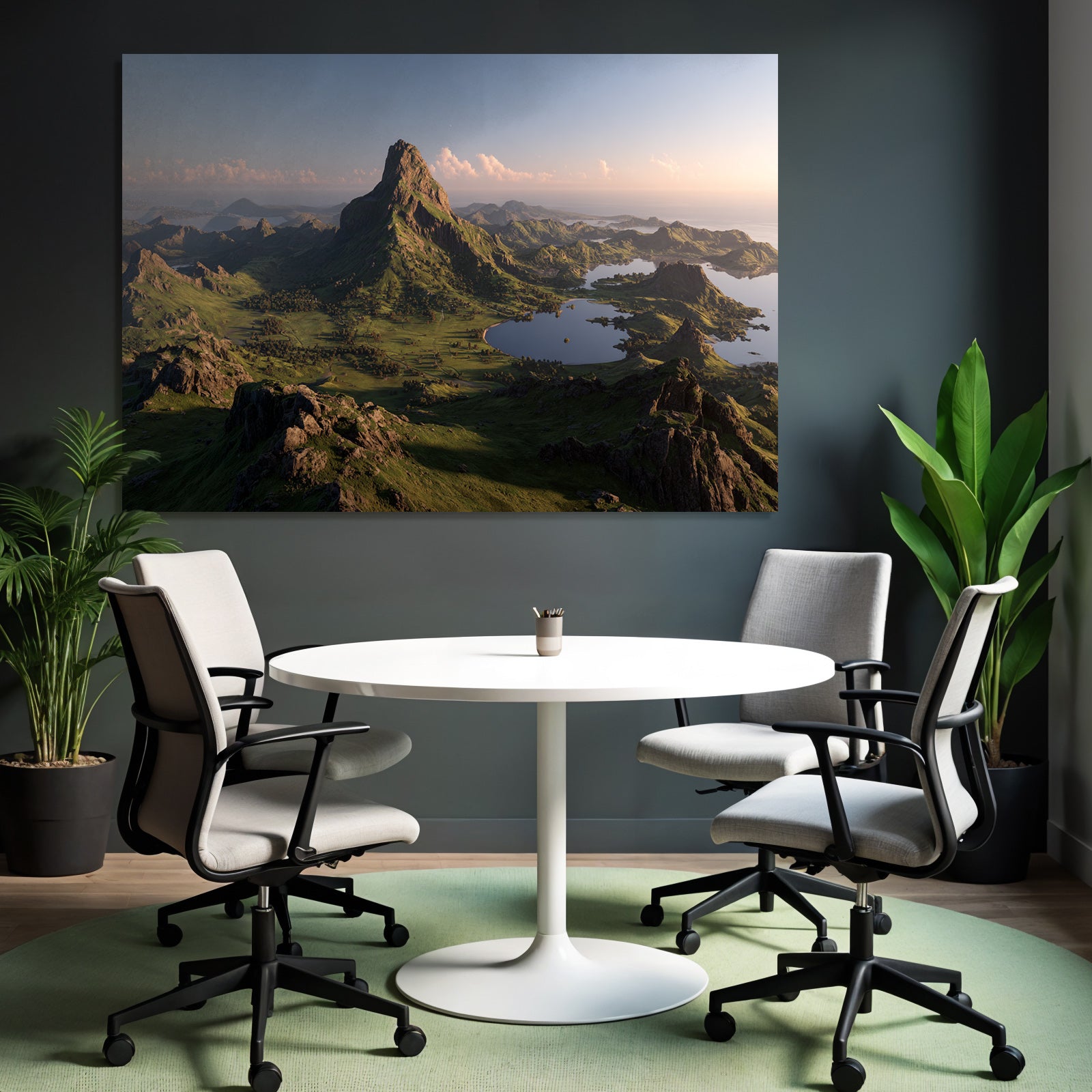 Wunderbare Landschaft Mit Berg Und Grünen Hügeln Bei Licht Der Dämmerung