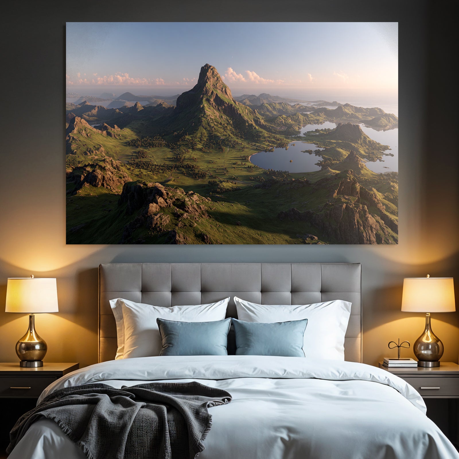 Wunderbare Landschaft Mit Berg Und Grünen Hügeln Bei Licht Der Dämmerung