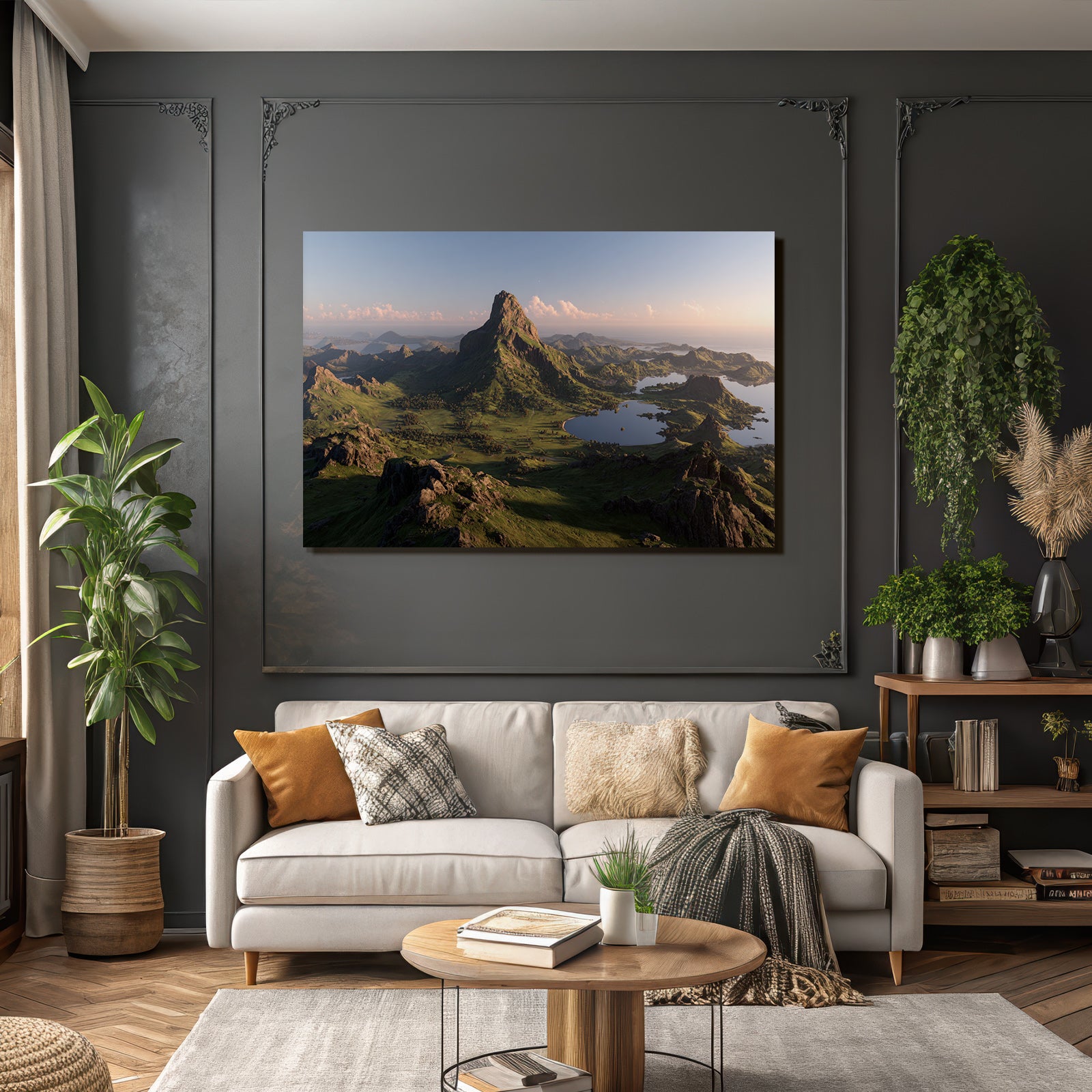 Wunderbare Landschaft Mit Berg Und Grünen Hügeln Bei Licht Der Dämmerung