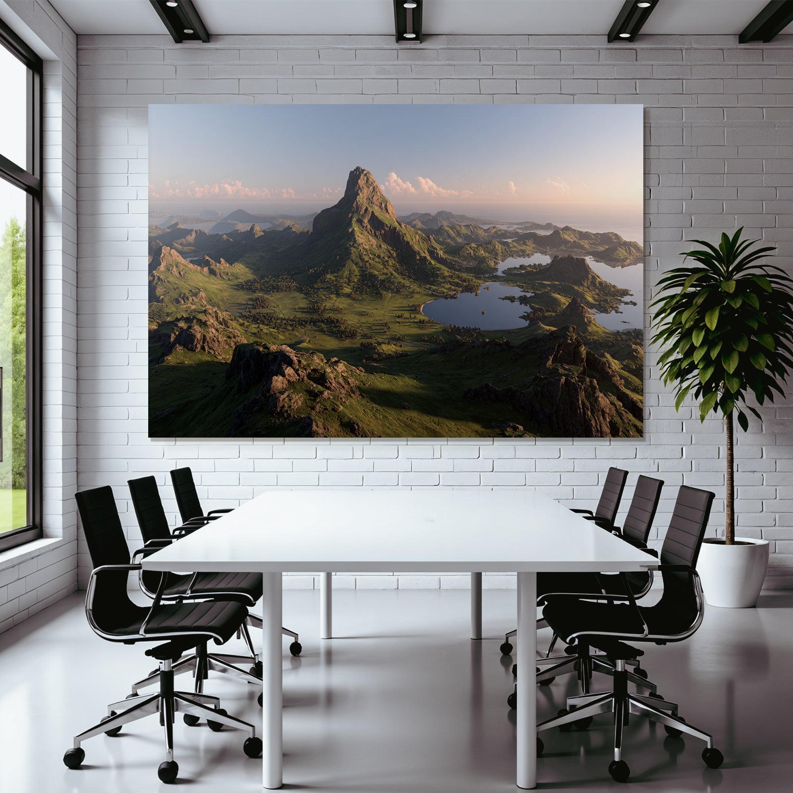 Wunderbare Landschaft Mit Berg Und Grünen Hügeln Bei Licht Der Dämmerung