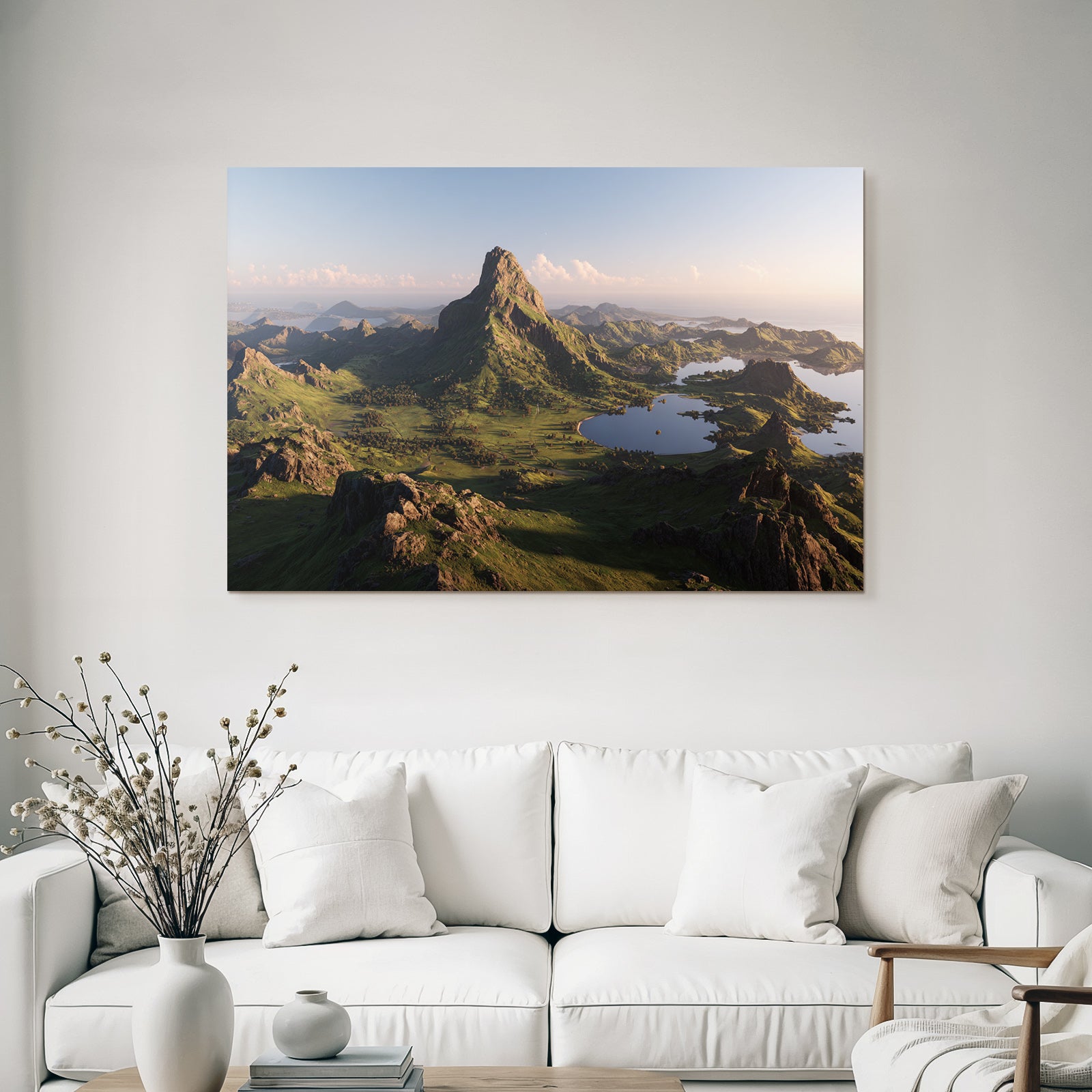 Wunderbare Landschaft Mit Berg Und Grünen Hügeln Bei Licht Der Dämmerung