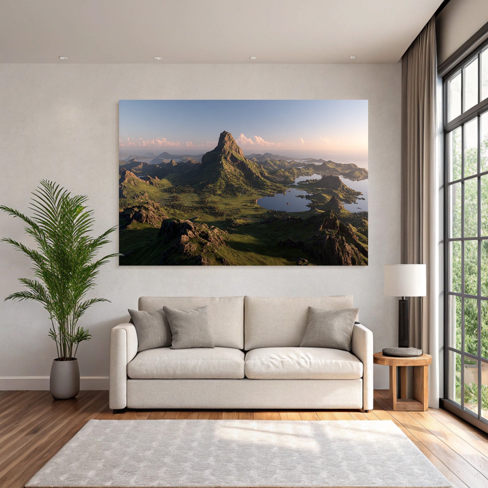 Wunderbare Landschaft Mit Berg Und Grünen Hügeln Bei Licht Der Dämmerung