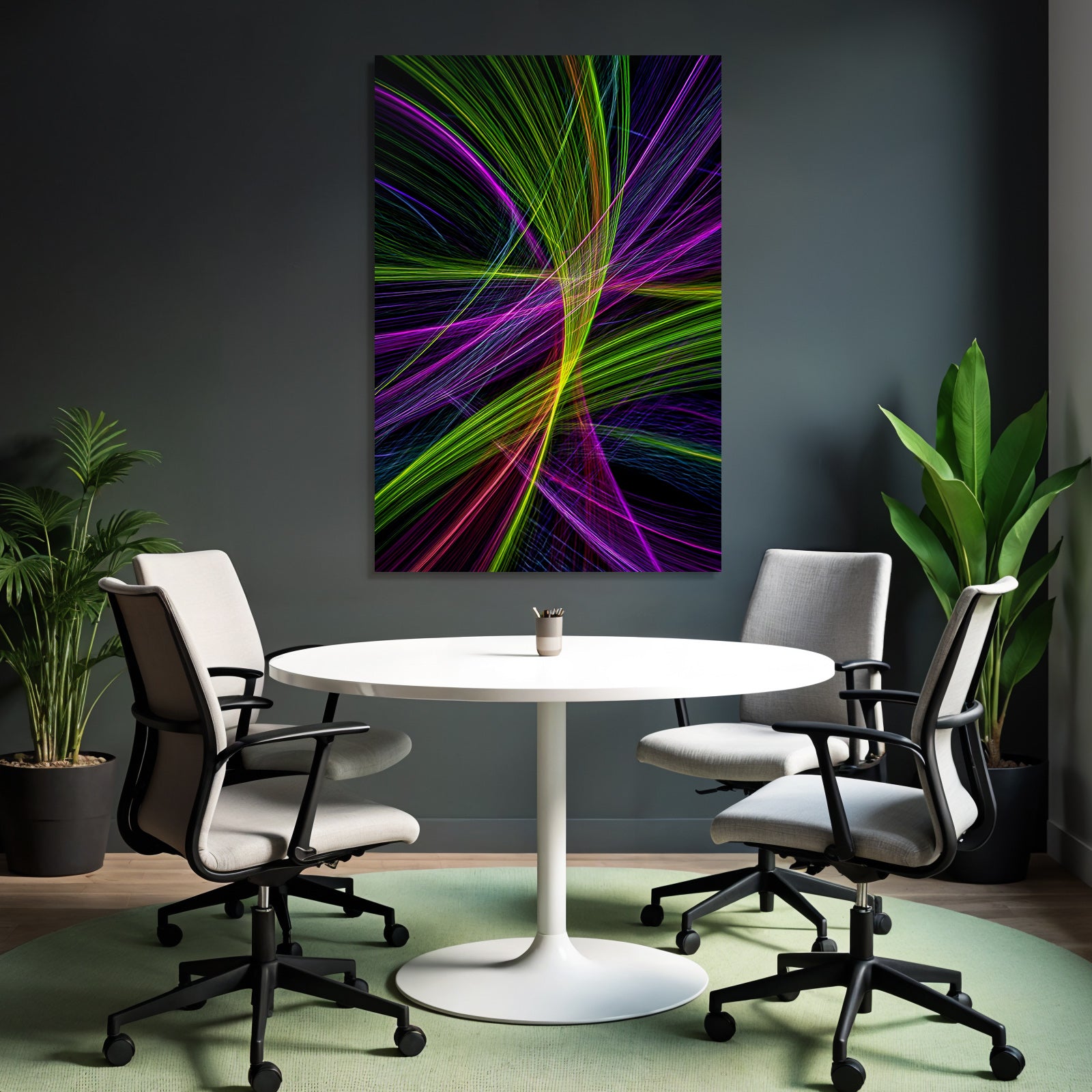 Bunte Fliessende Linien Auf Dunklem Hintergrund Abstrakte Kunst
