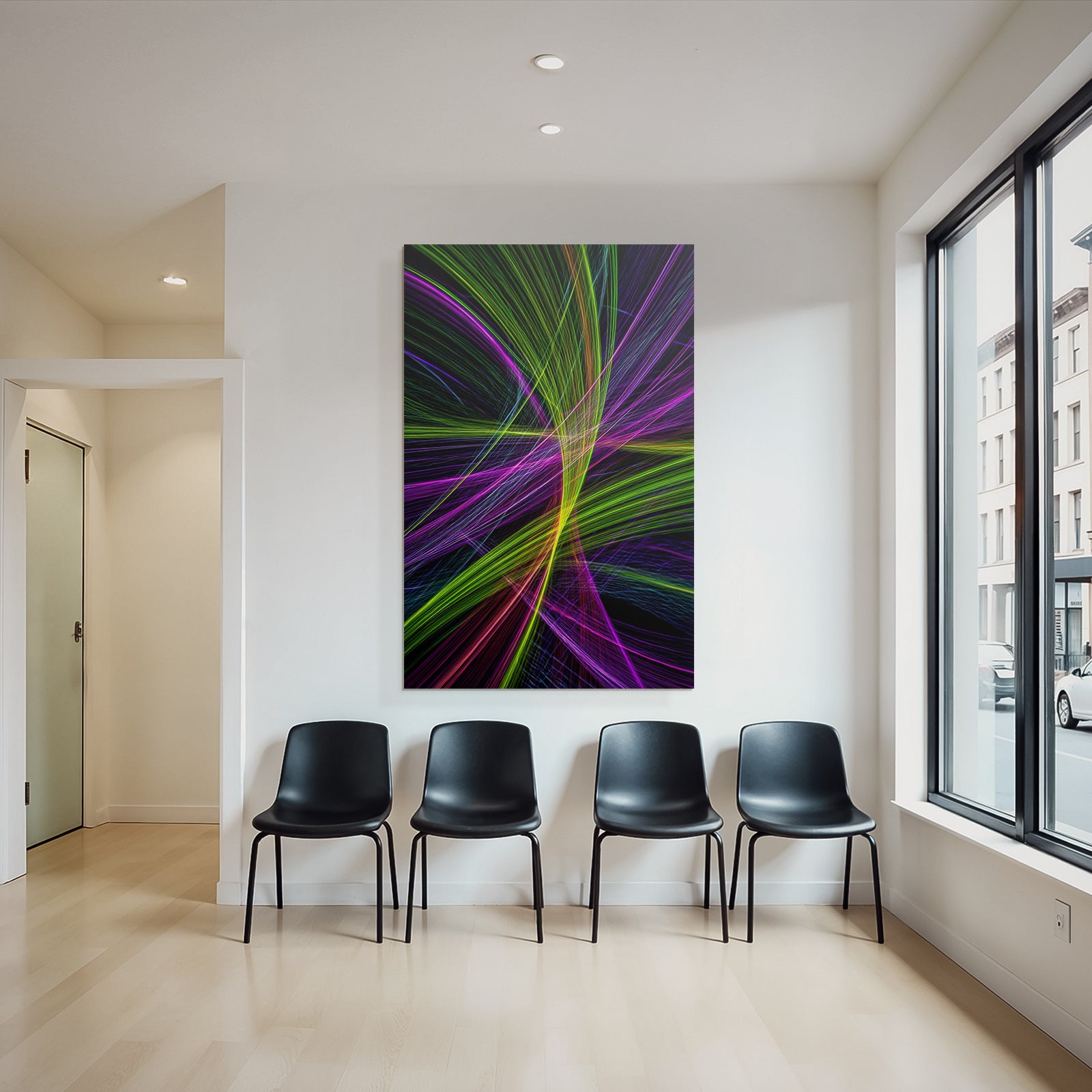 Bunte Fliessende Linien Auf Dunklem Hintergrund Abstrakte Kunst