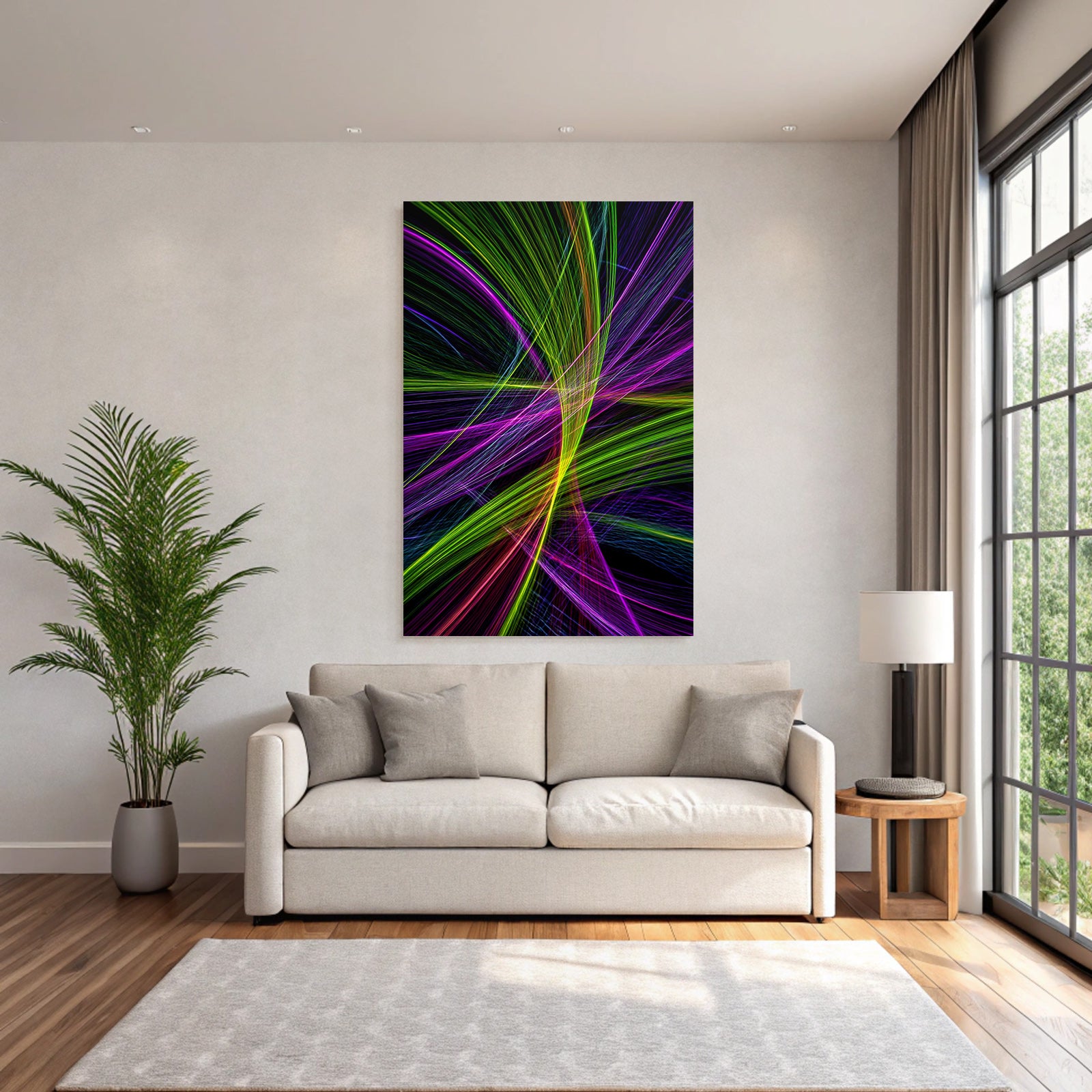 Bunte Fliessende Linien Auf Dunklem Hintergrund Abstrakte Kunst