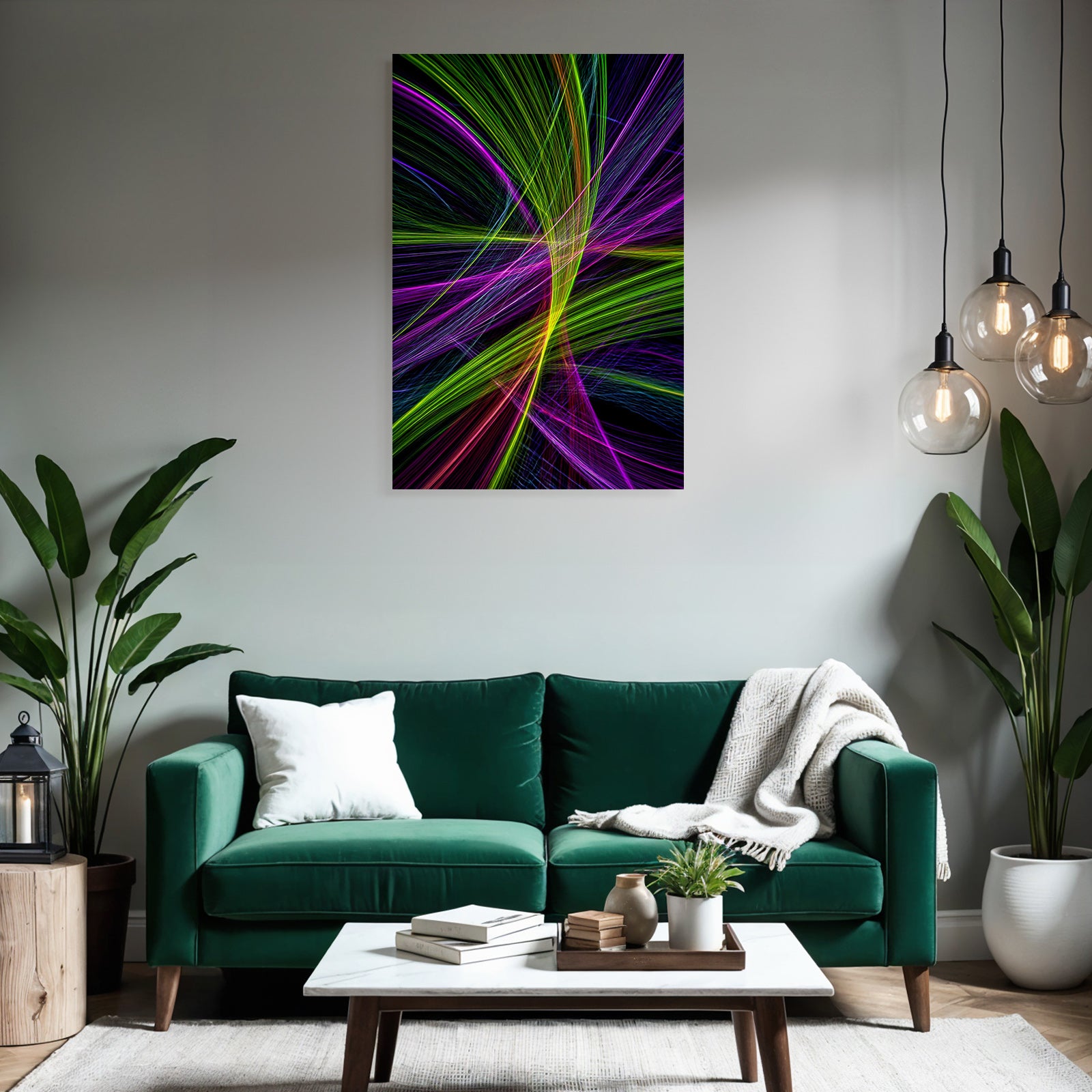 Bunte Fliessende Linien Auf Dunklem Hintergrund Abstrakte Kunst