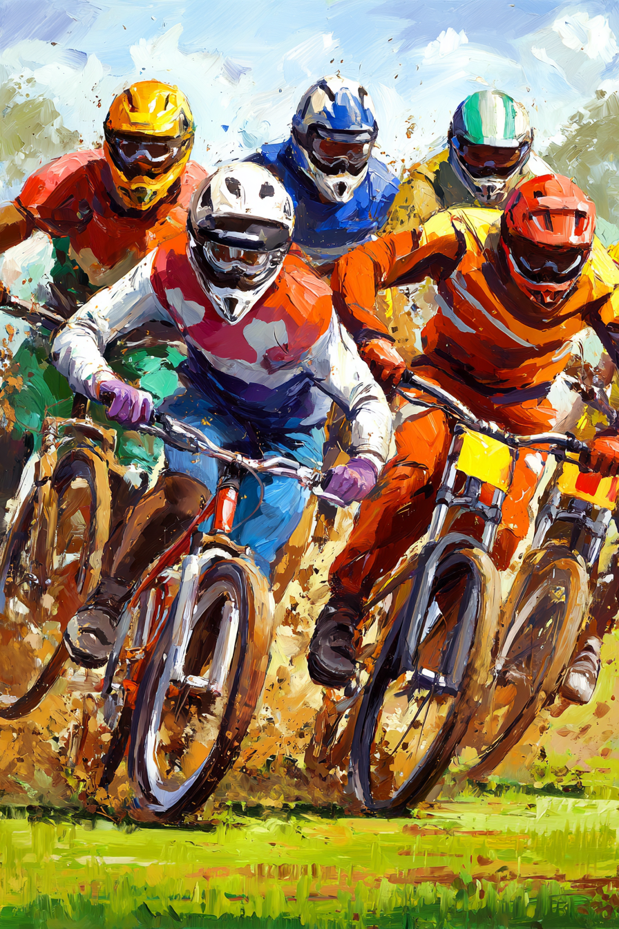 Dirtbike Radsport Rasende Cyclisten Im Bewegung | Sport und Bewegung | Themen und Hobbys