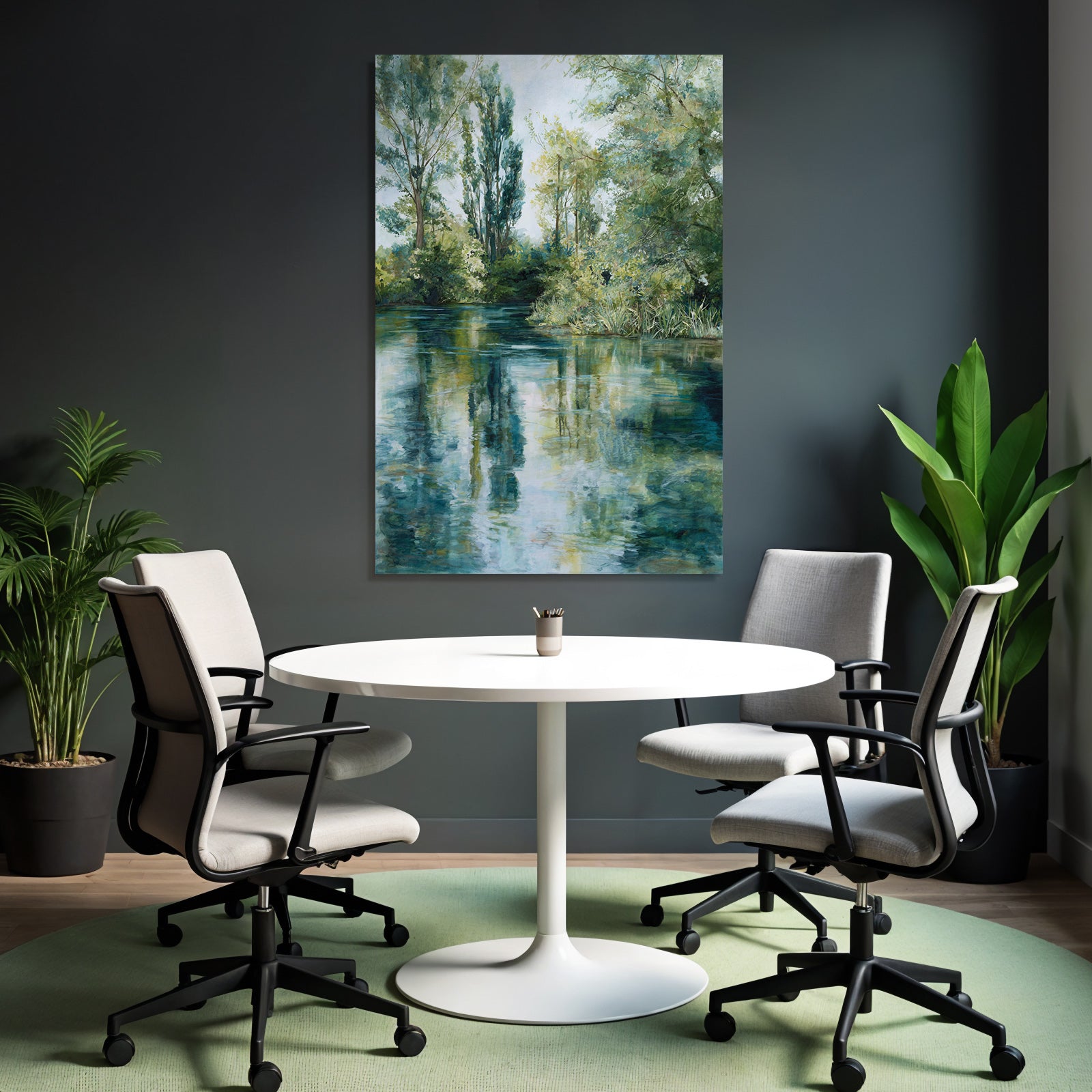 Friedliche Natur Landschaft Mit Wasser Und Baeumen