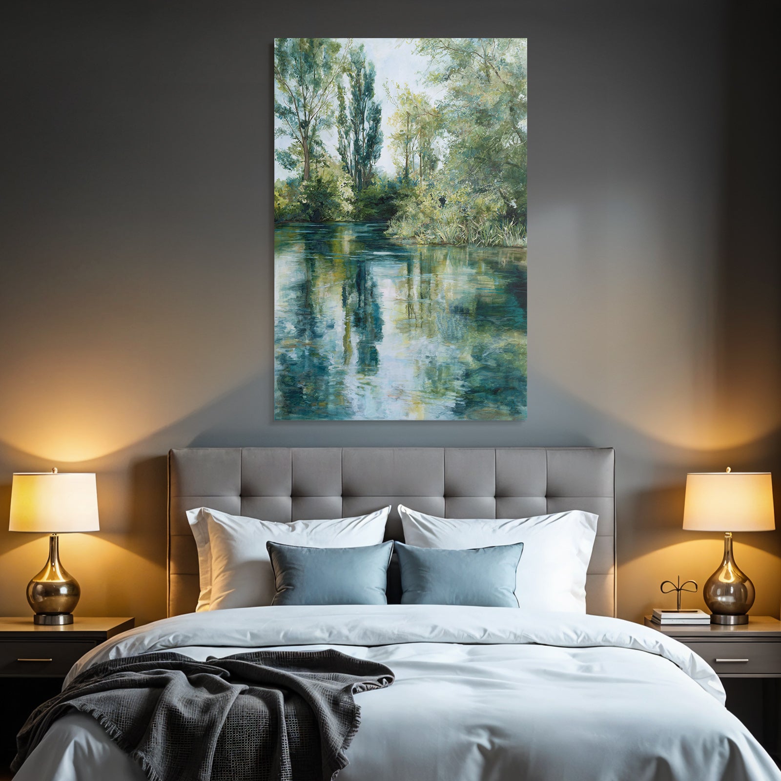 Friedliche Natur Landschaft Mit Wasser Und Baeumen