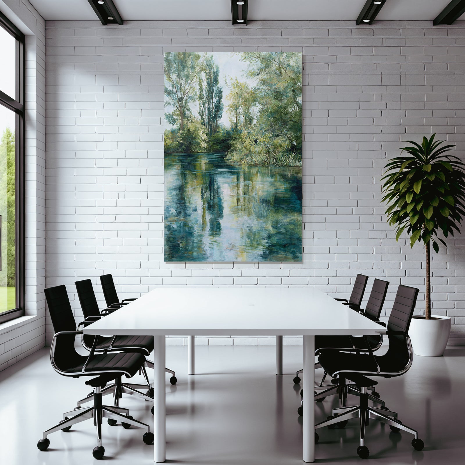 Friedliche Natur Landschaft Mit Wasser Und Baeumen