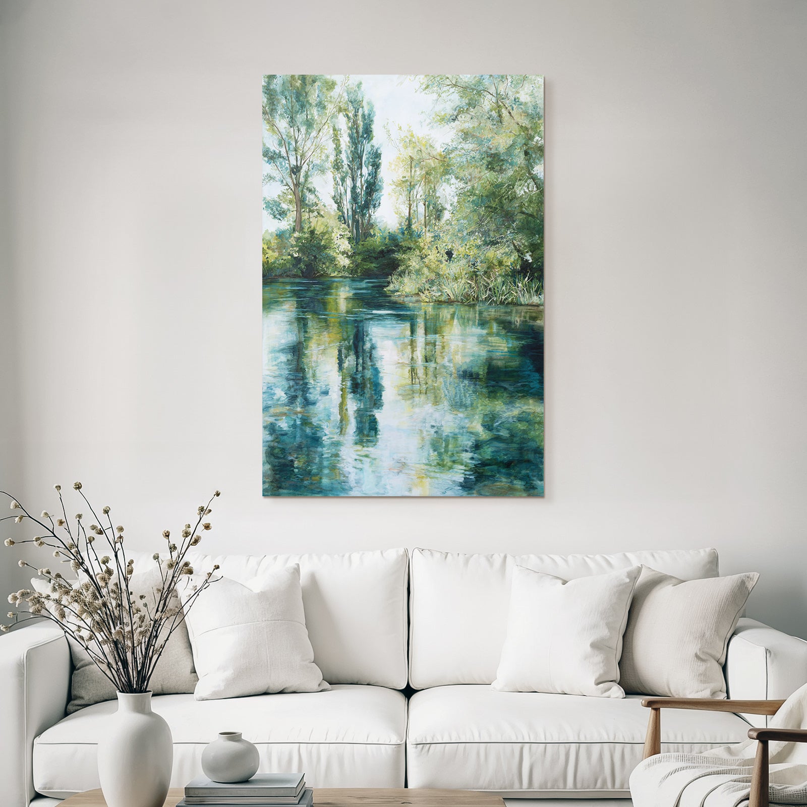 Friedliche Natur Landschaft Mit Wasser Und Baeumen