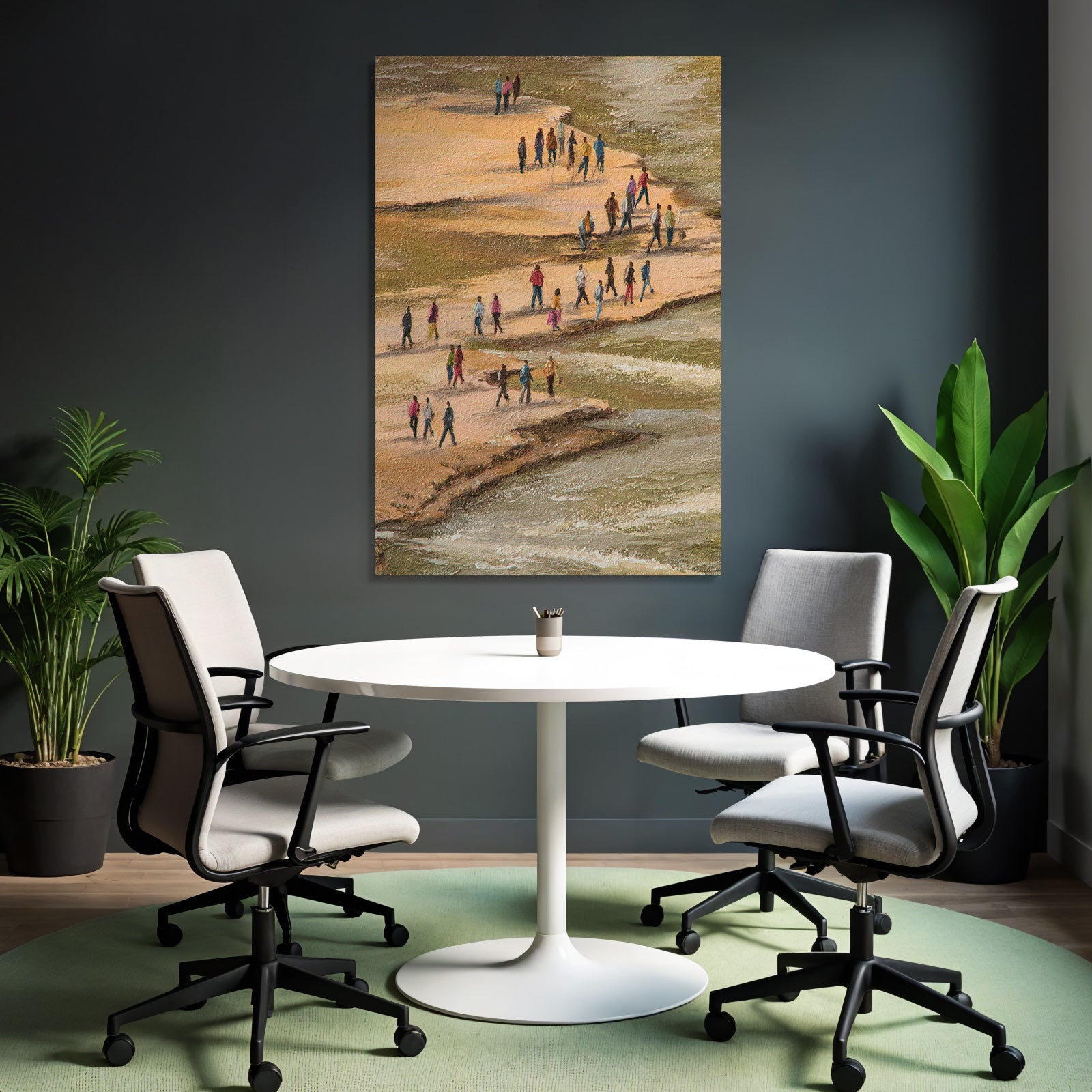 Landschaft Mit Menschen Am Ufer Ölmalerei