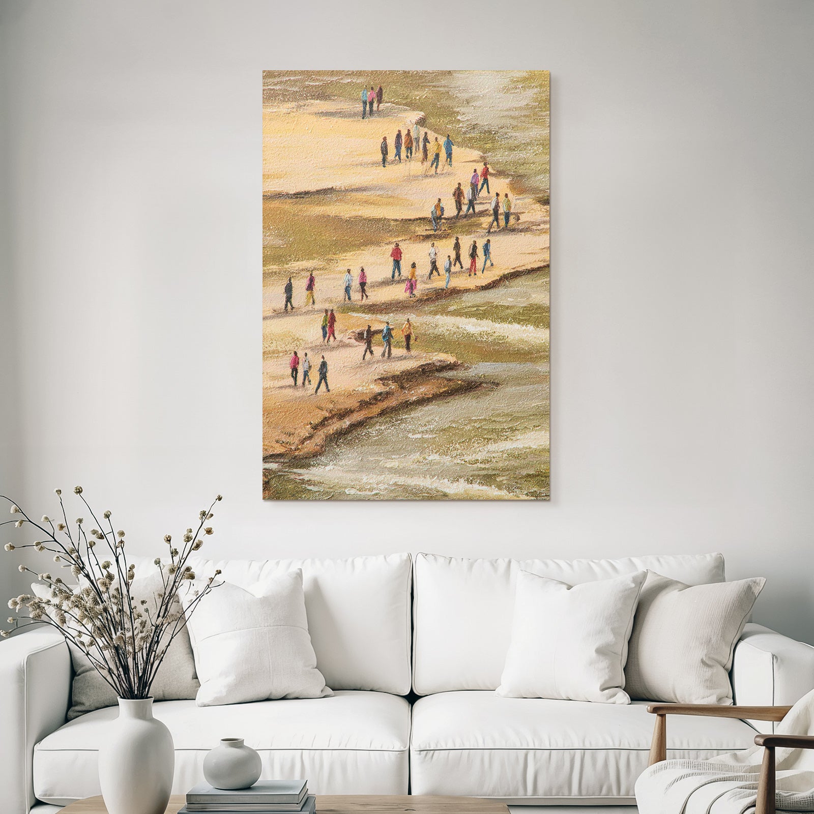 Landschaft Mit Menschen Am Ufer Ölmalerei