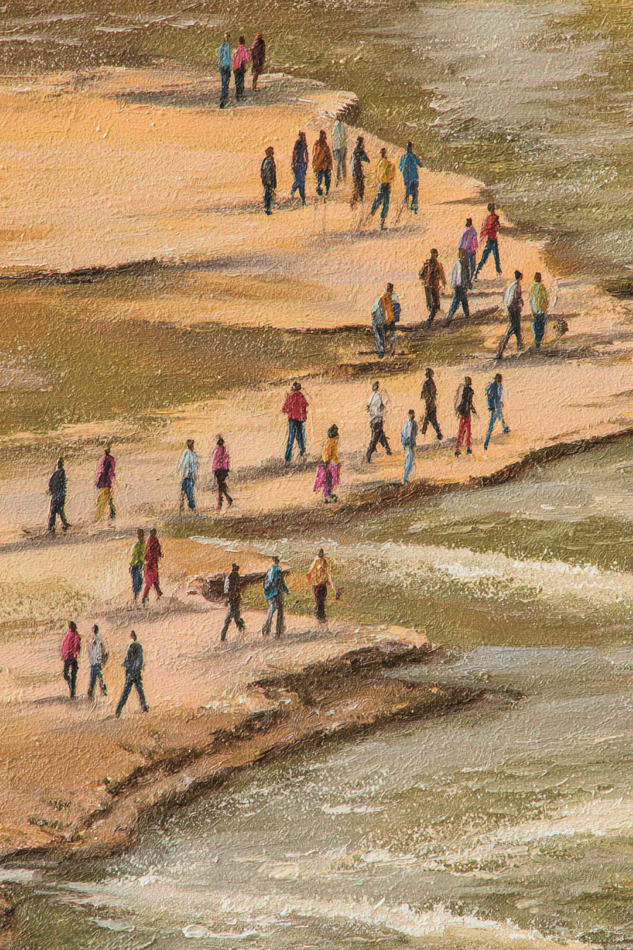 Landschaft Mit Menschen Am Ufer Ölmalerei | Sport und Bewegung | Themen und Hobbys