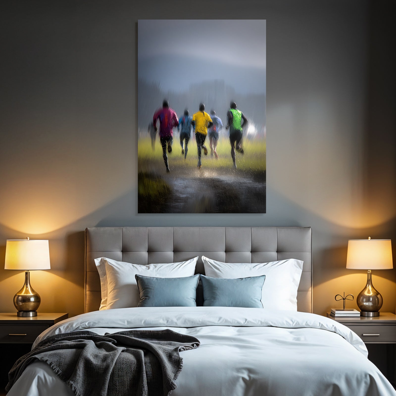 Laufende Sportler Im Regen Schnellbewegend