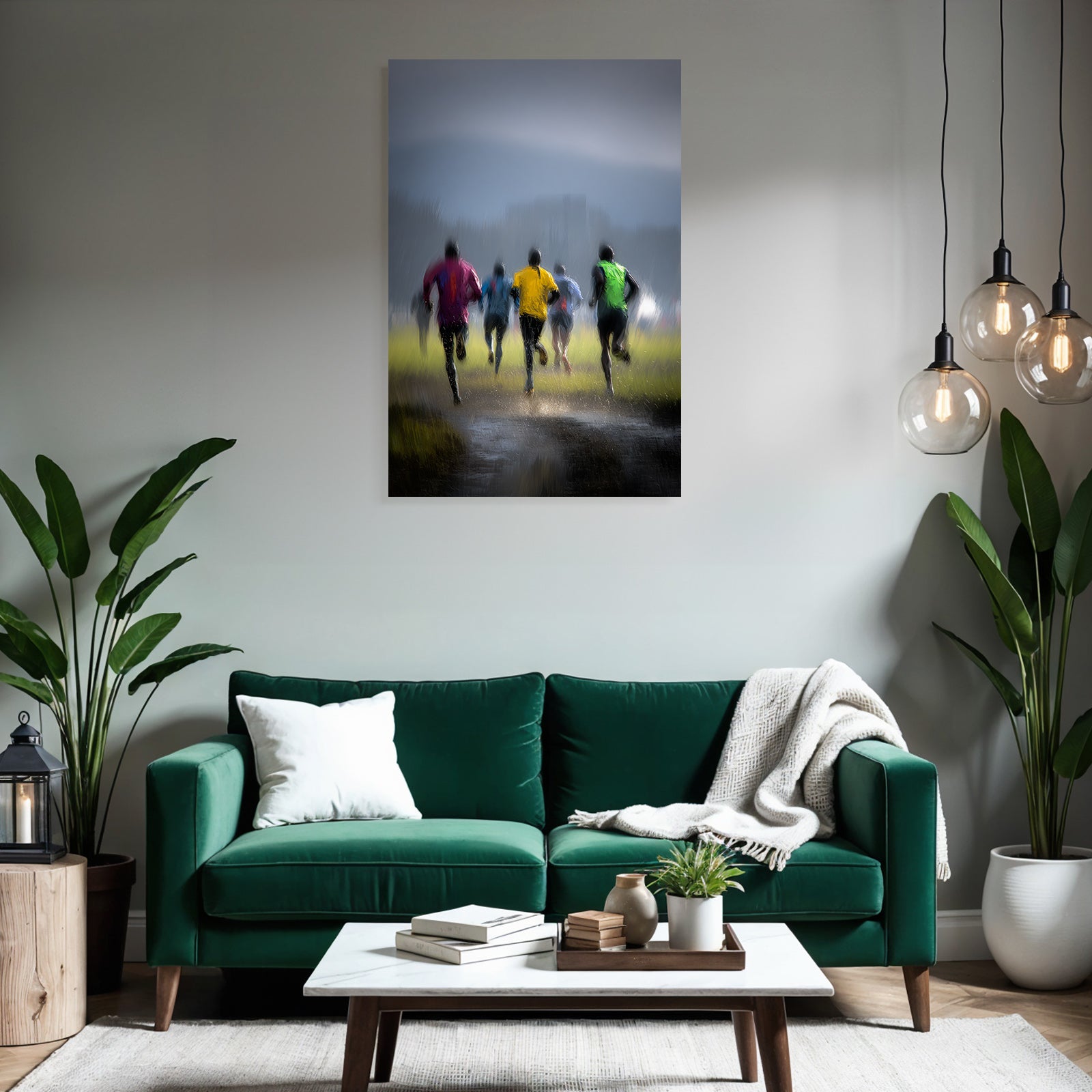 Laufende Sportler Im Regen Schnellbewegend