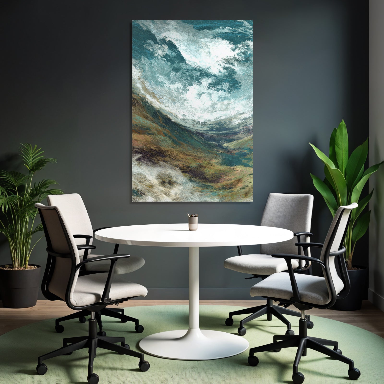 Seeblick Abstract Wellen Himmel Fluide Farben