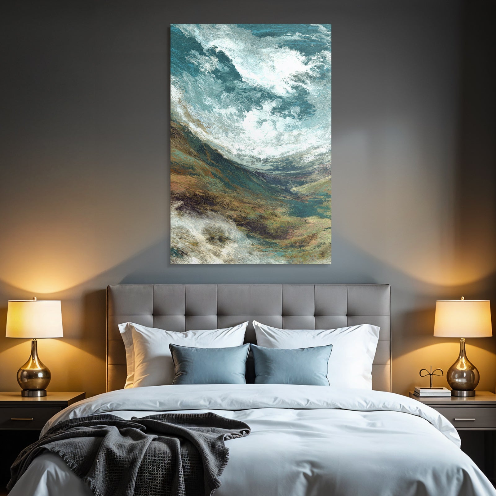 Seeblick Abstract Wellen Himmel Fluide Farben