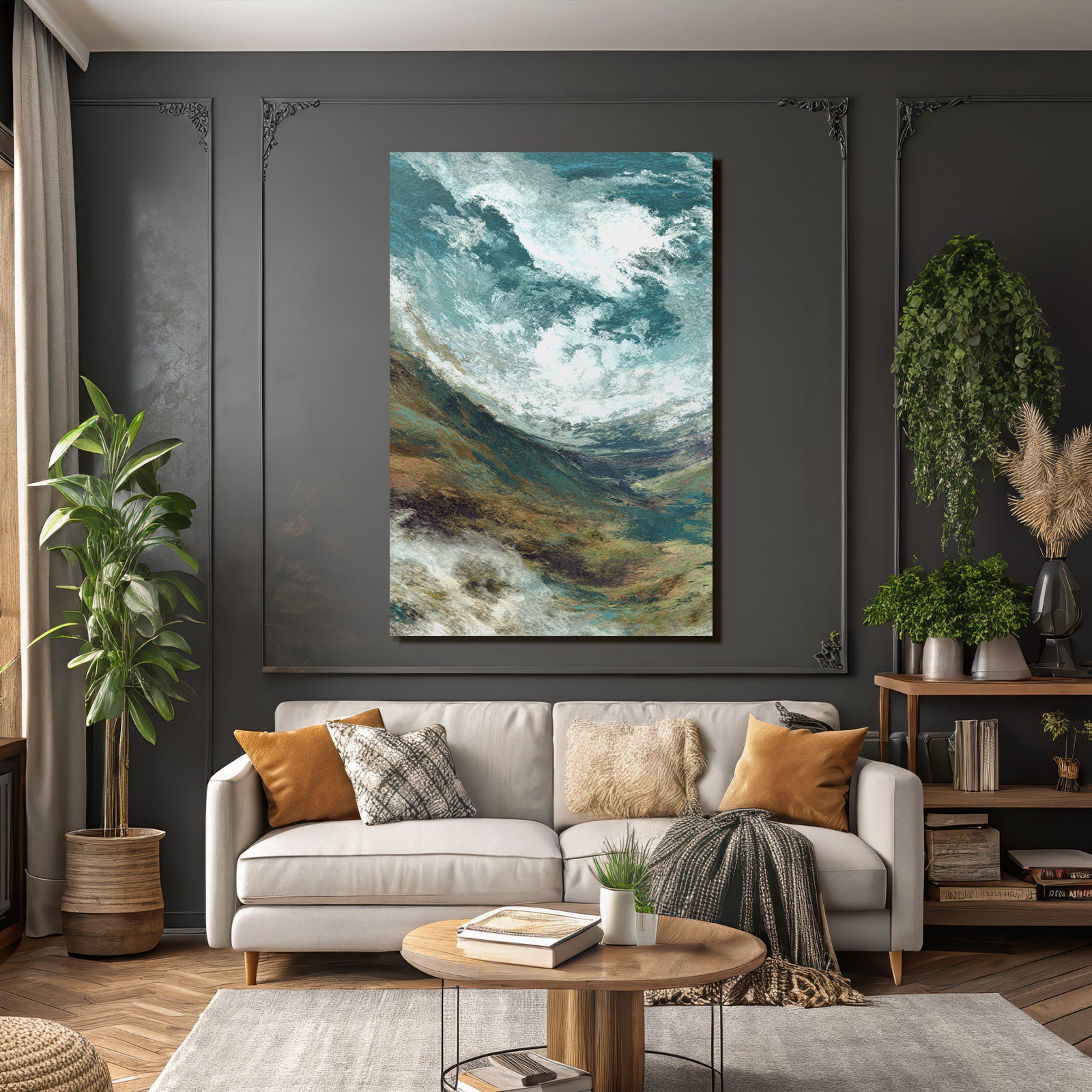 Seeblick Abstract Wellen Himmel Fluide Farben