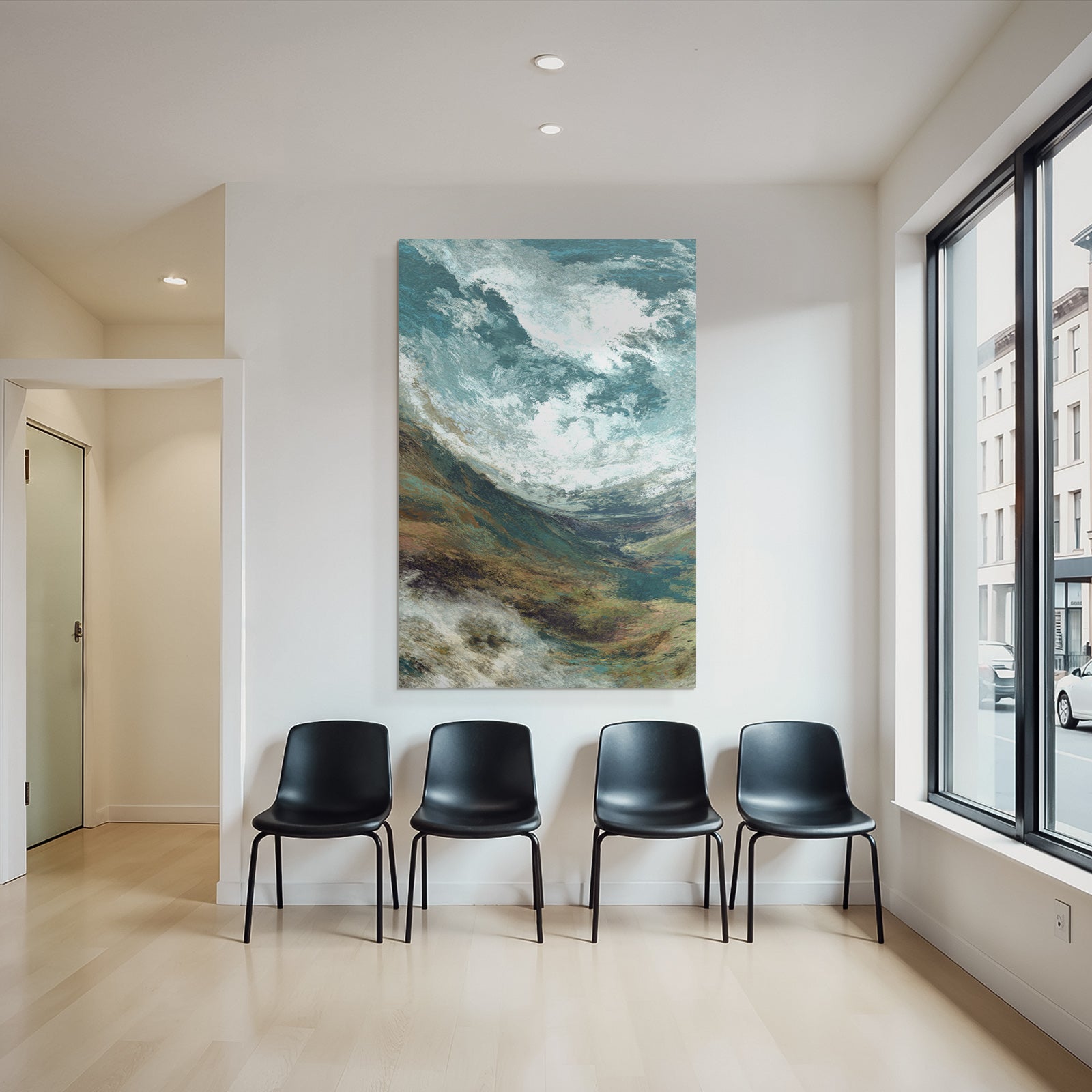 Seeblick Abstract Wellen Himmel Fluide Farben