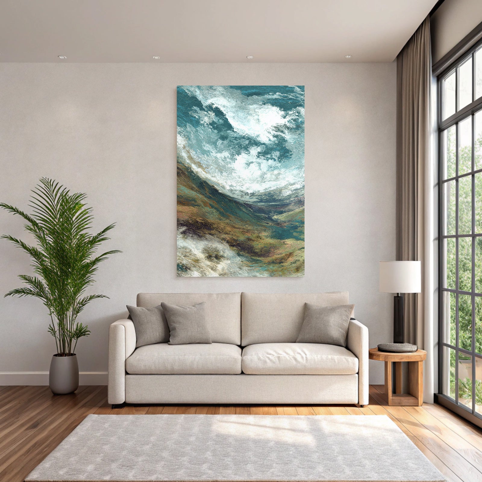 Seeblick Abstract Wellen Himmel Fluide Farben