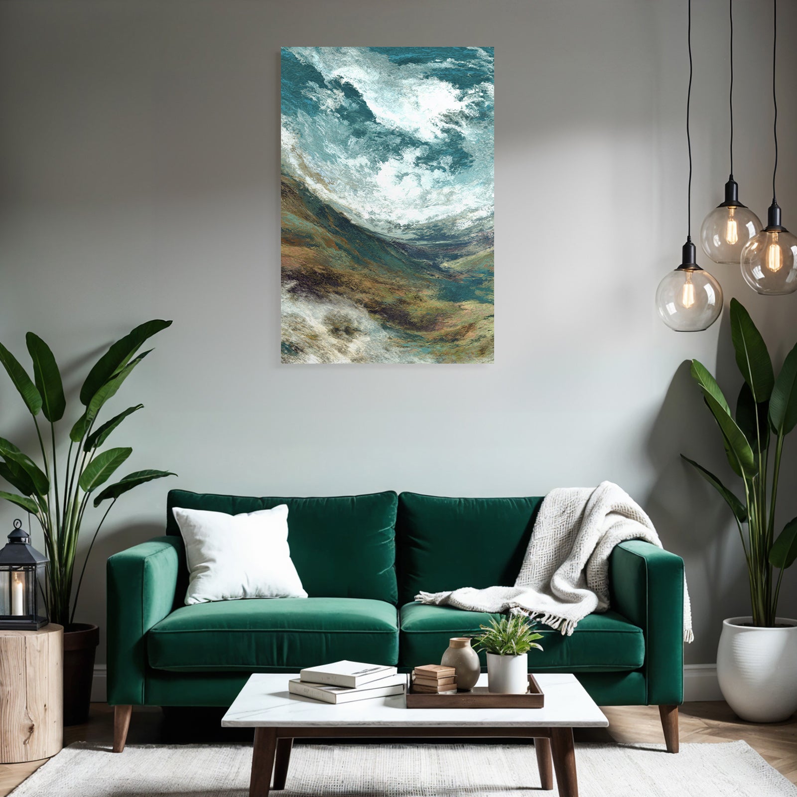 Seeblick Abstract Wellen Himmel Fluide Farben