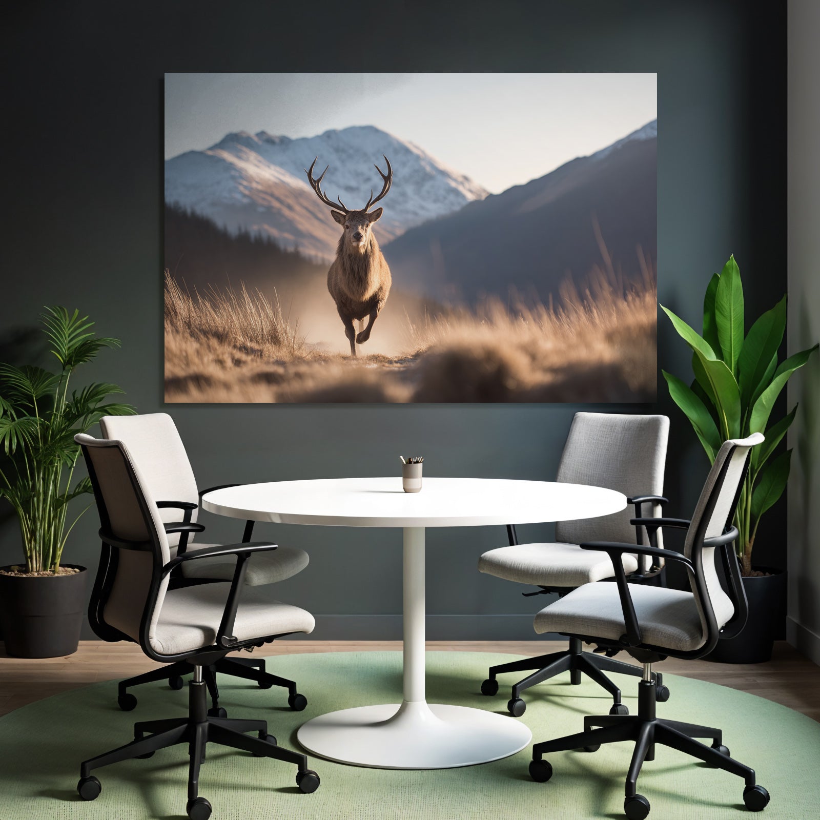 Rehe In Der Natur Mit Bergen Wald In Früher Morgenlicht