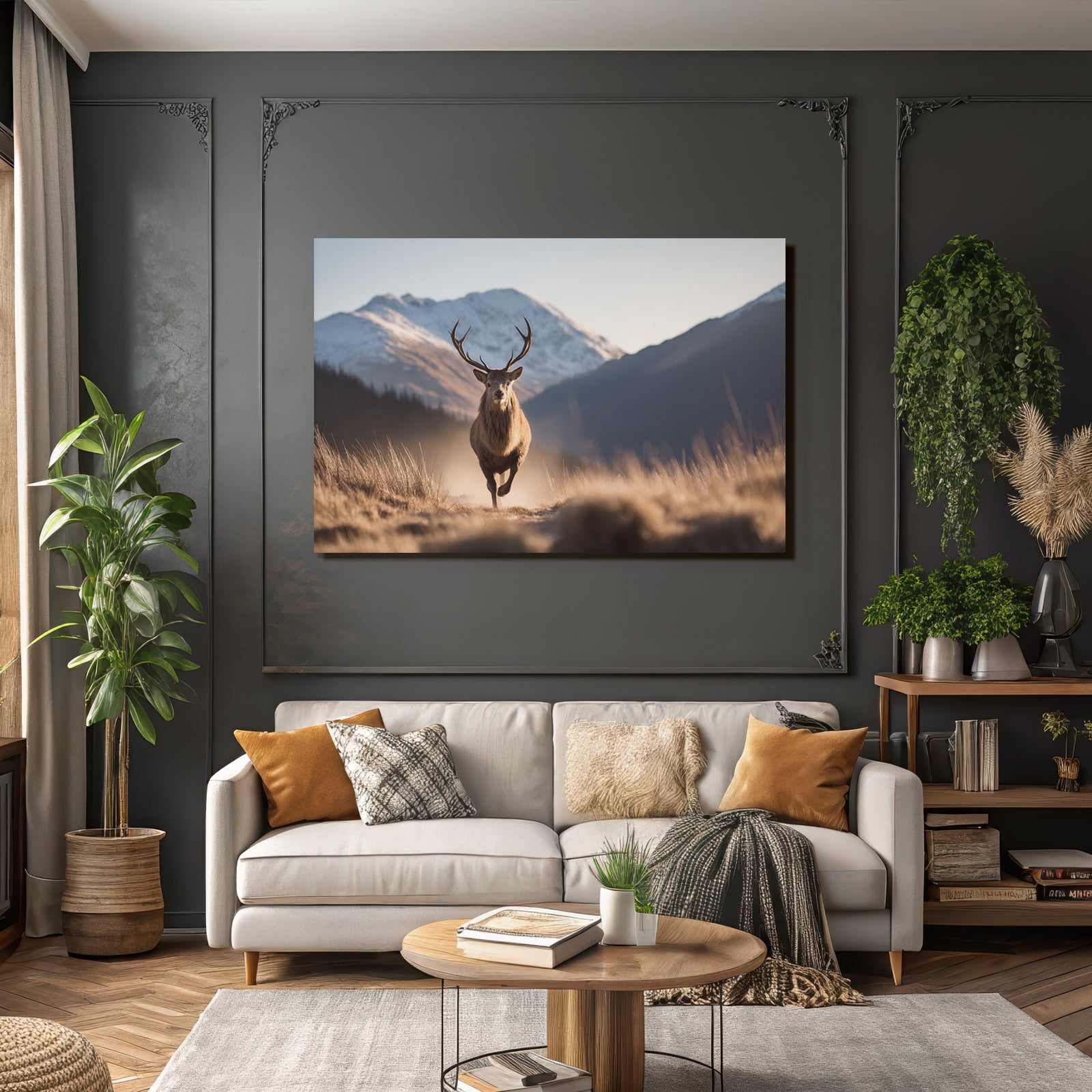 Rehe In Der Natur Mit Bergen Wald In Früher Morgenlicht