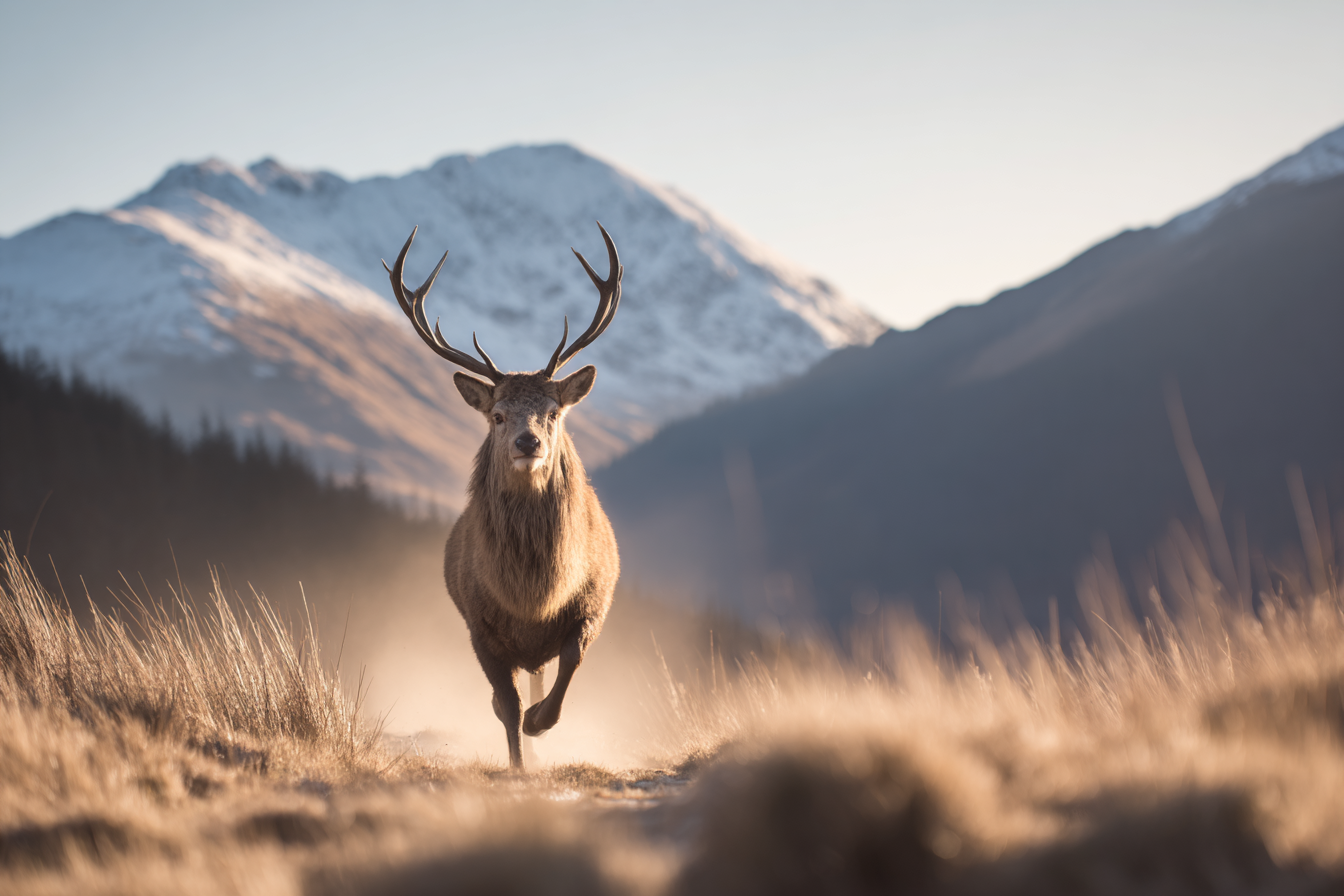 Rehe In Der Natur Mit Bergen Wald In Früher Morgenlicht | Sport und Bewegung | Themen und Hobbys