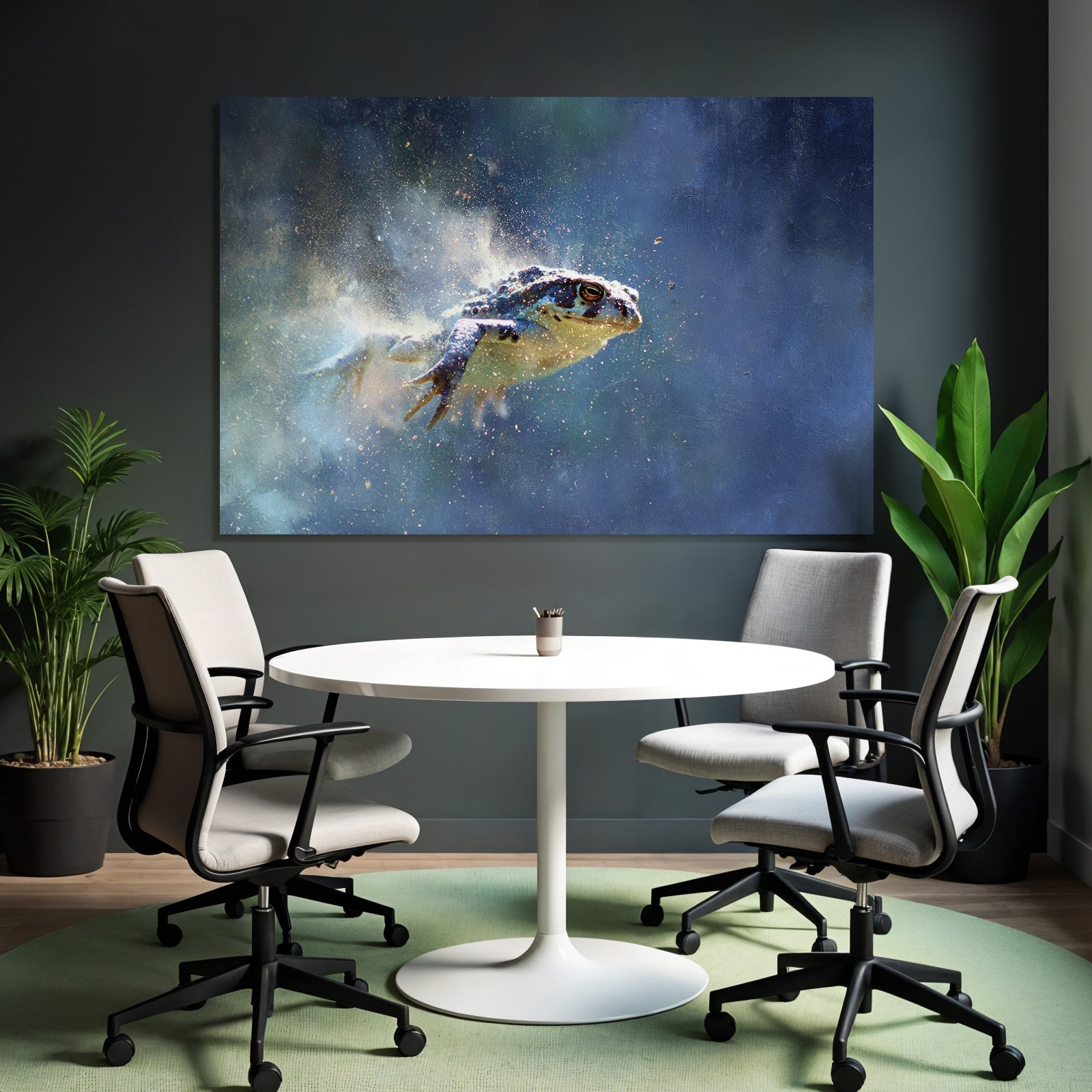 Springender Frosch Im Wasser Mit Spritzern