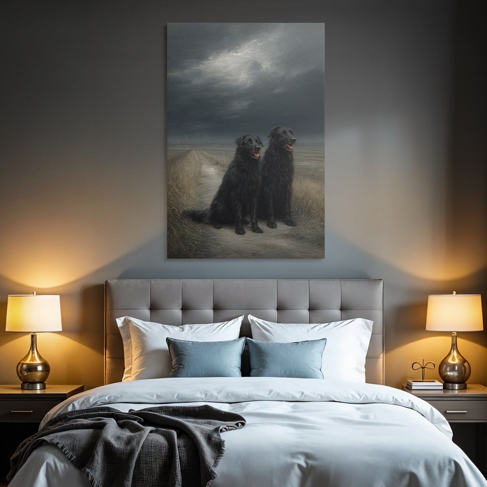 Schwarze Neben Einander Auf Einem Weg Mit Dunklen Himmel