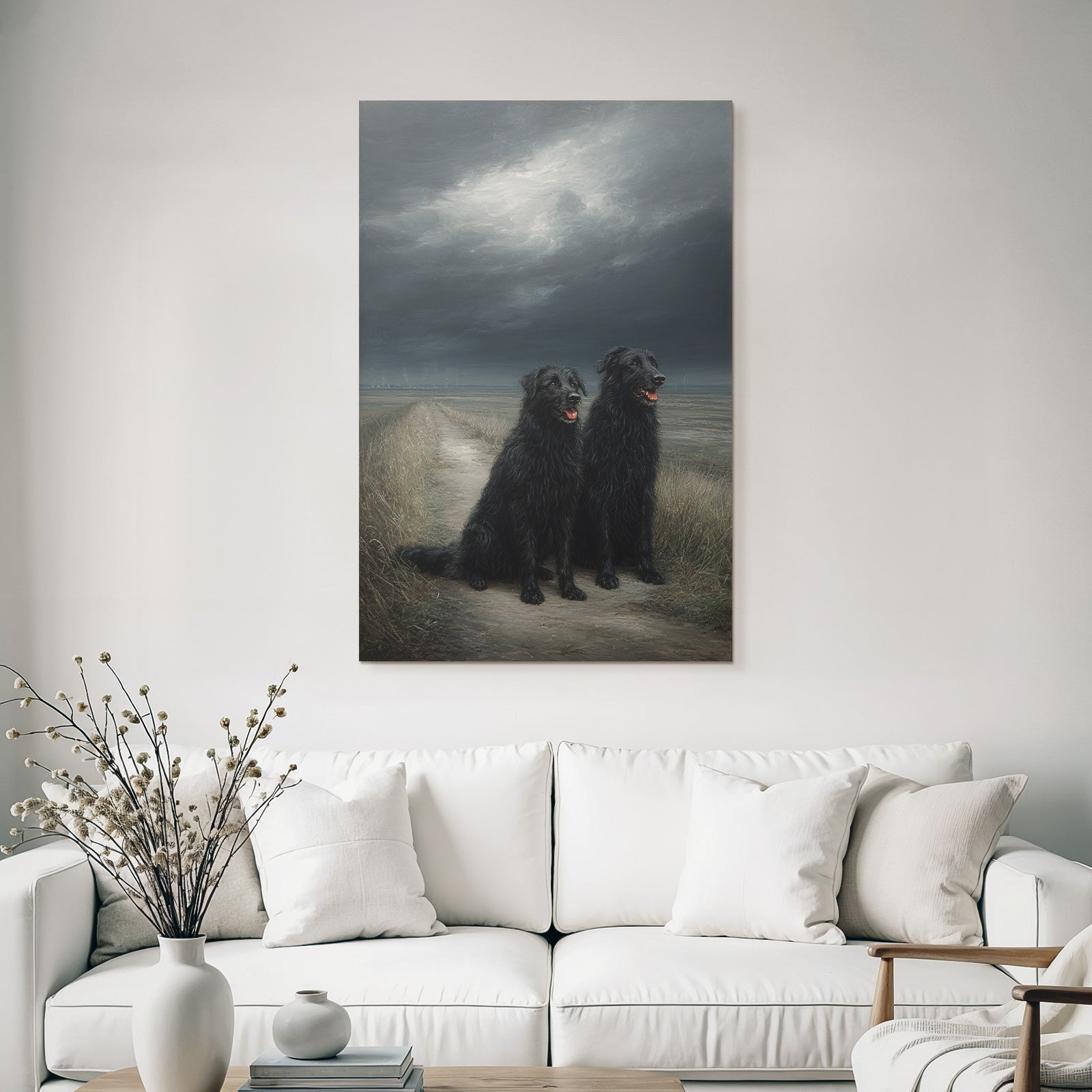 Schwarze Neben Einander Auf Einem Weg Mit Dunklen Himmel