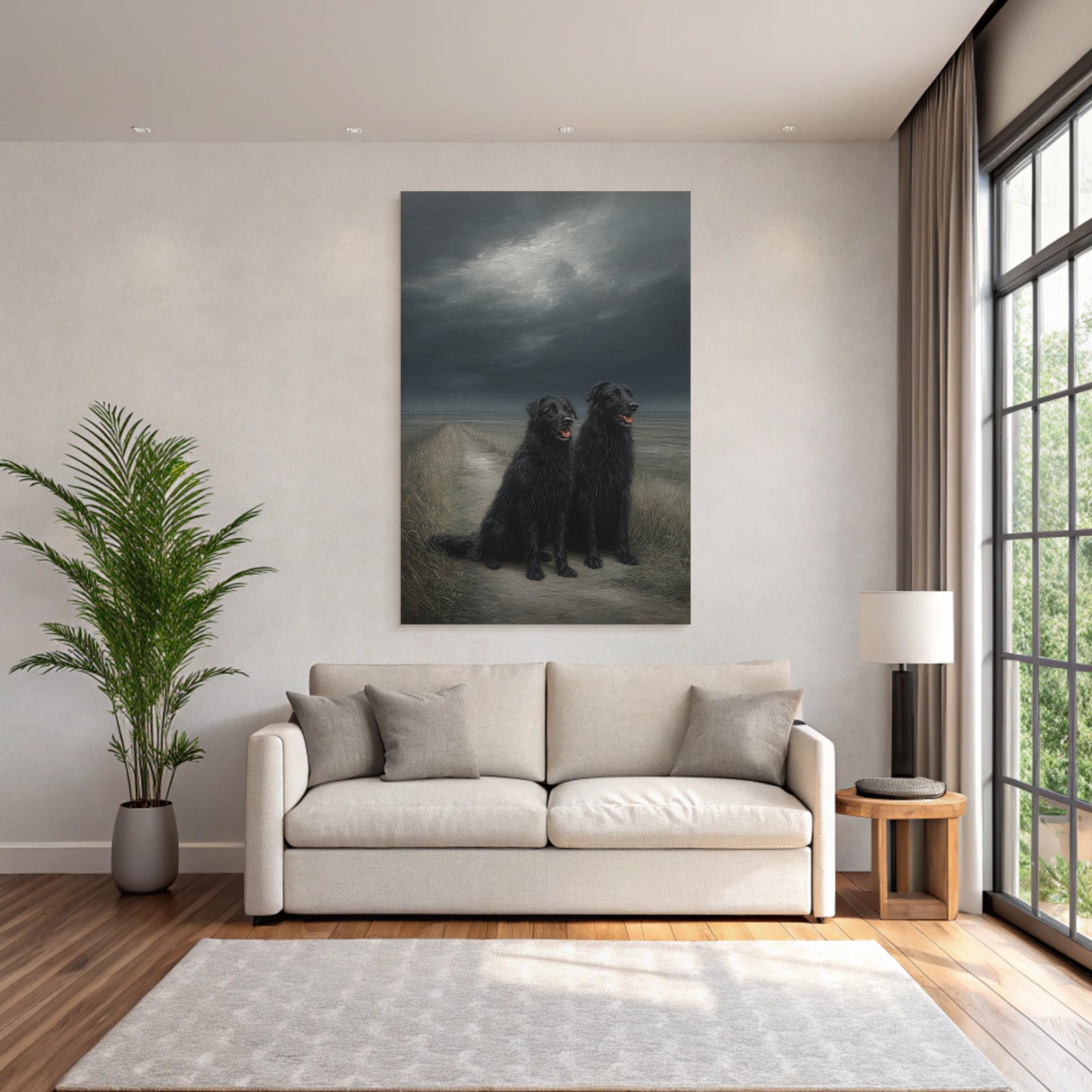 Schwarze Neben Einander Auf Einem Weg Mit Dunklen Himmel