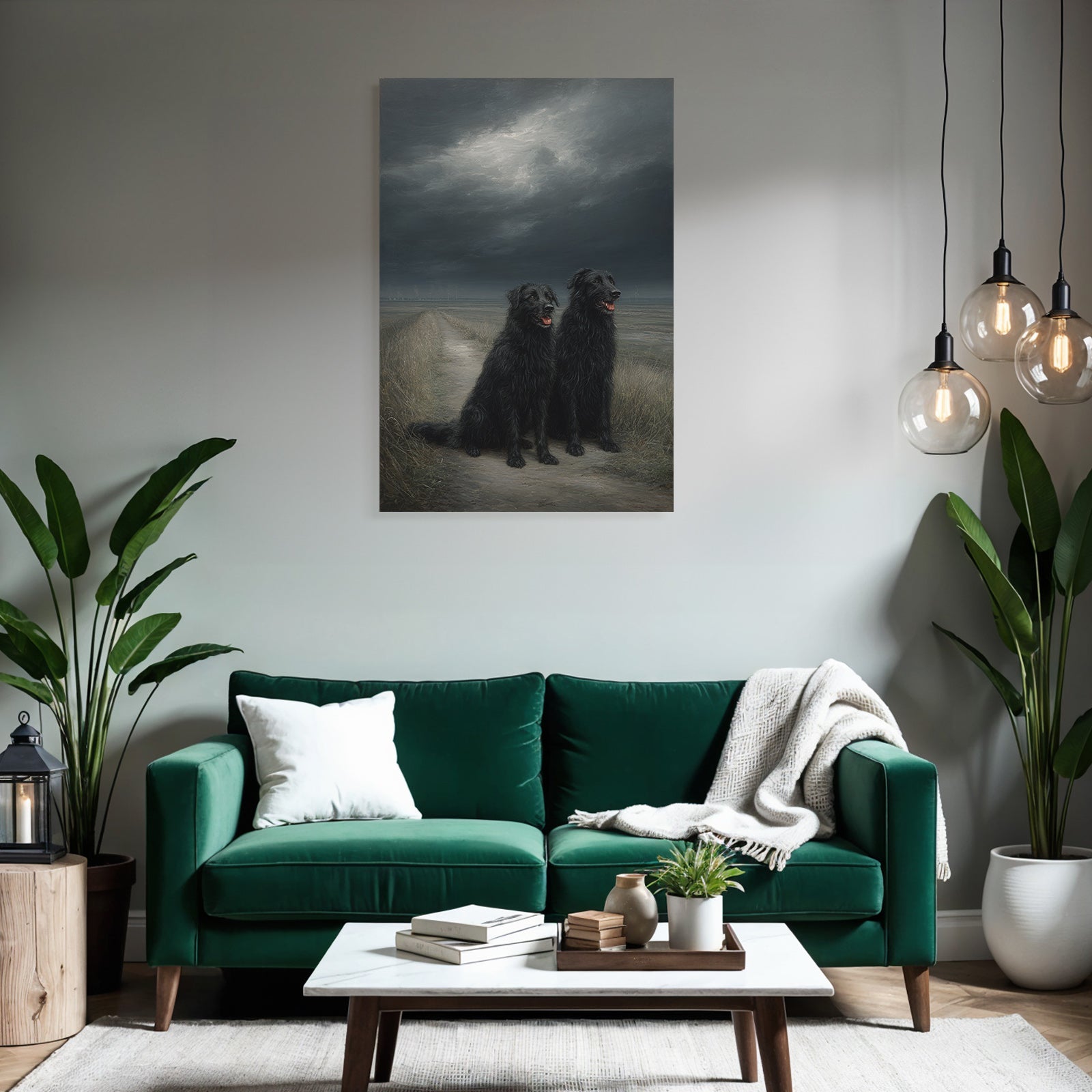 Schwarze Neben Einander Auf Einem Weg Mit Dunklen Himmel