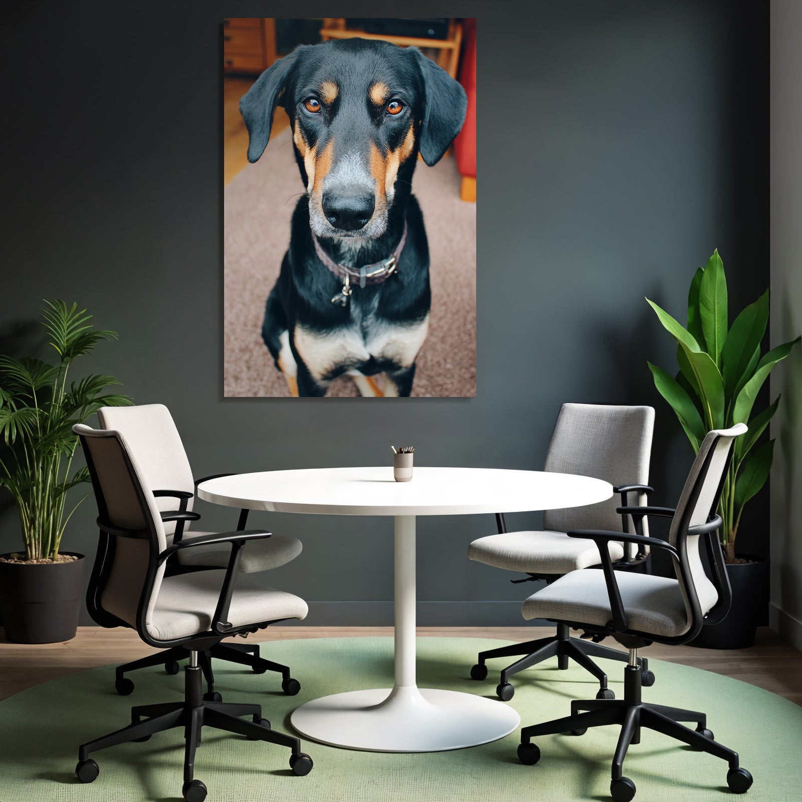 Schwarzer Und Tan Hund Sitzend Ausdrucksvolle Augen