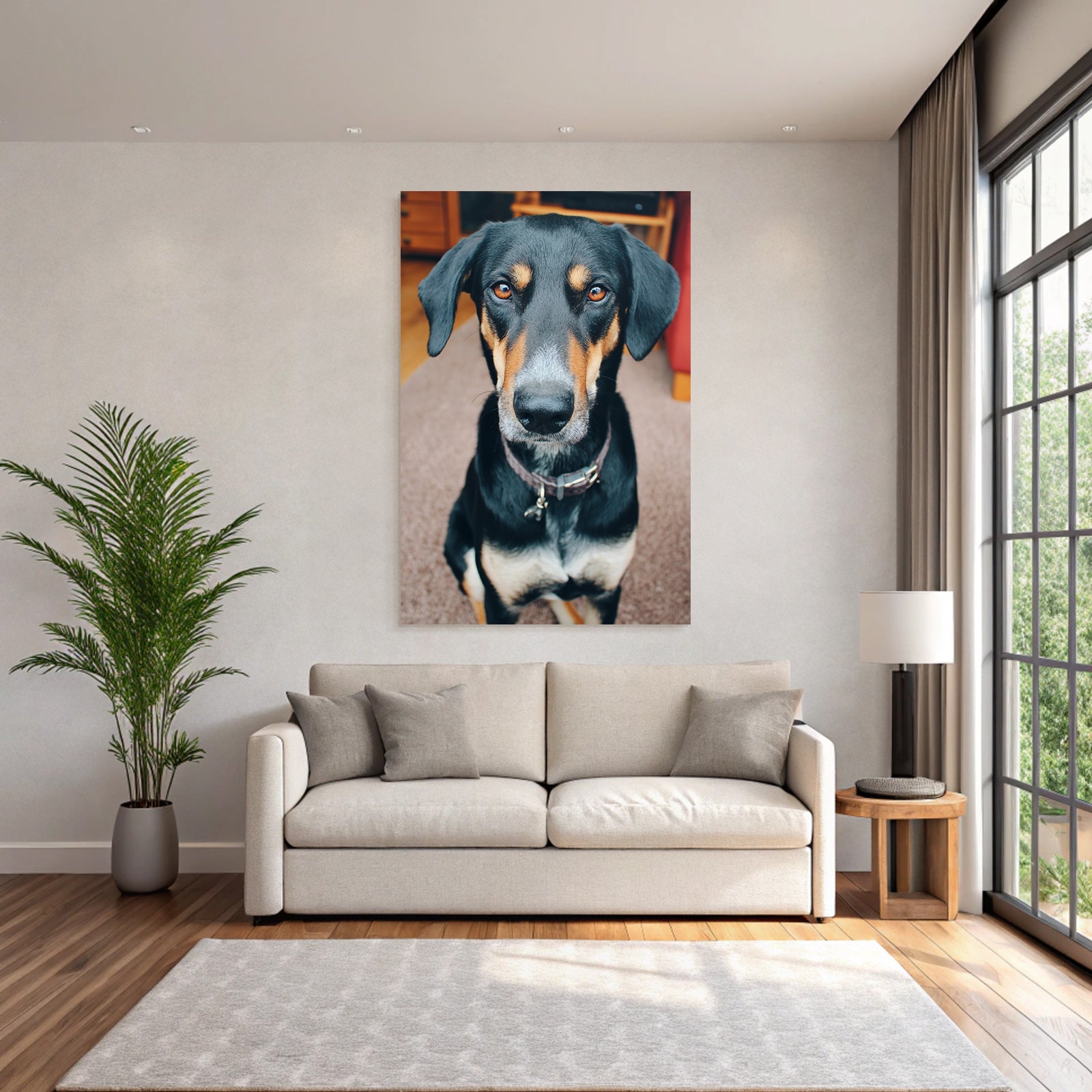 Schwarzer Und Tan Hund Sitzend Ausdrucksvolle Augen