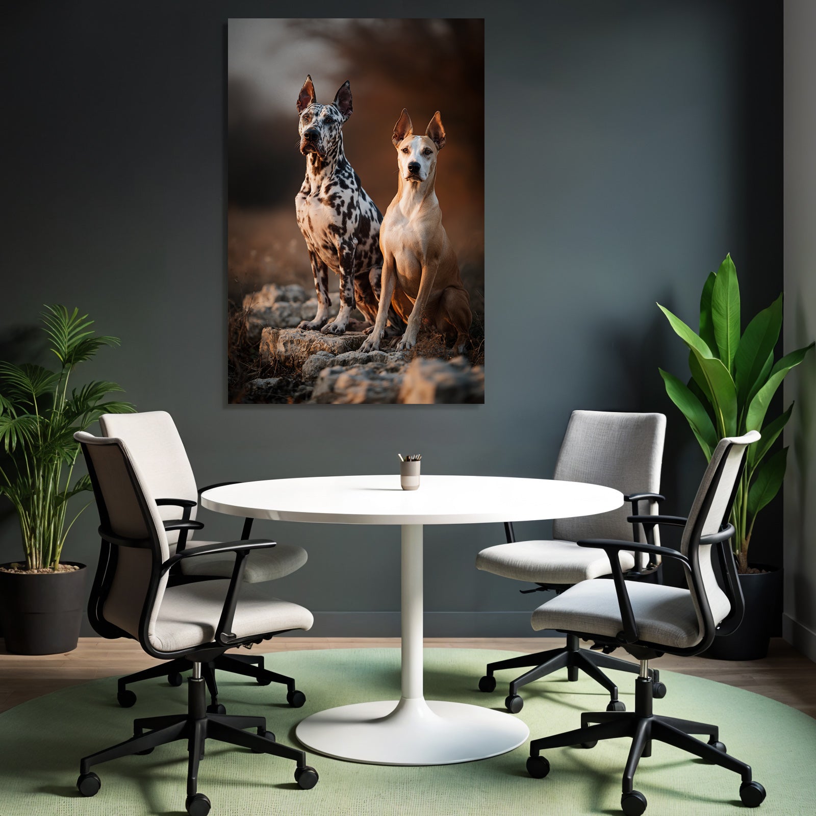 Sitzen Auf Felsen In Natur Mit Spotted Und Tan Fell