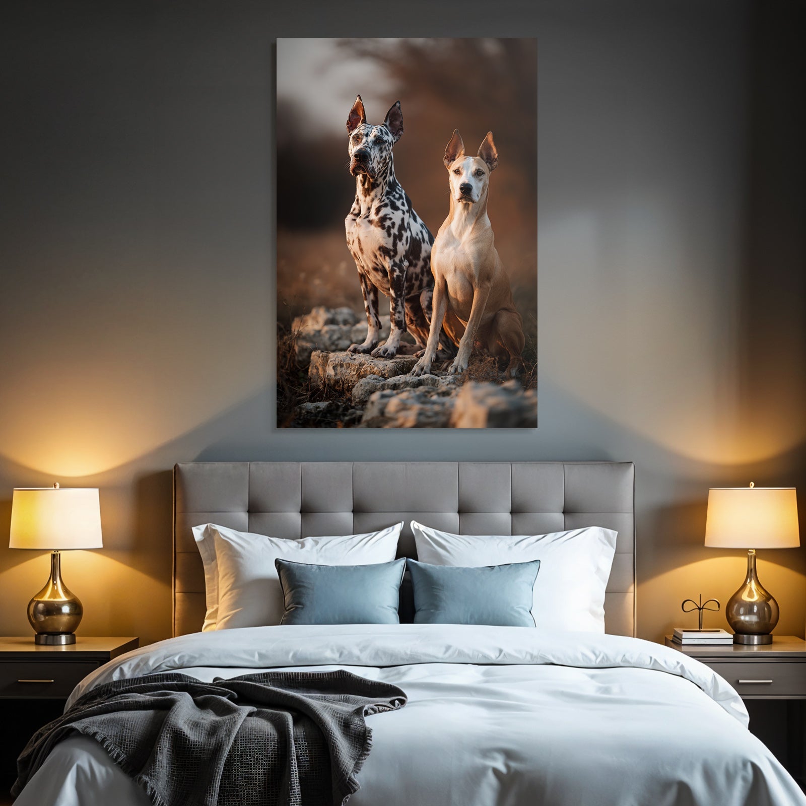 Sitzen Auf Felsen In Natur Mit Spotted Und Tan Fell