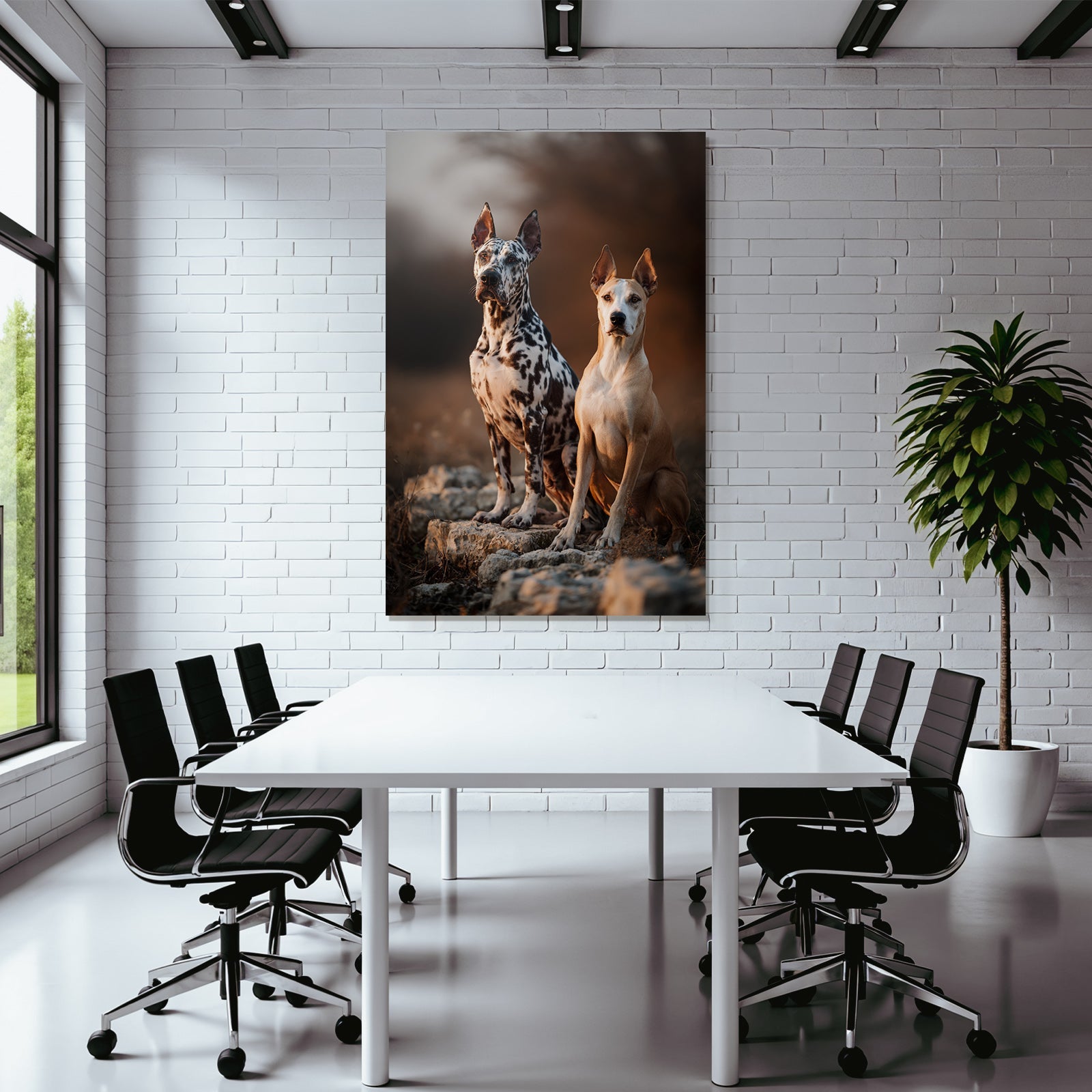 Sitzen Auf Felsen In Natur Mit Spotted Und Tan Fell