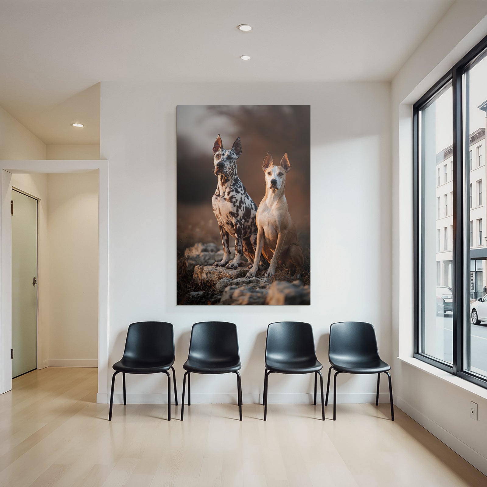 Sitzen Auf Felsen In Natur Mit Spotted Und Tan Fell