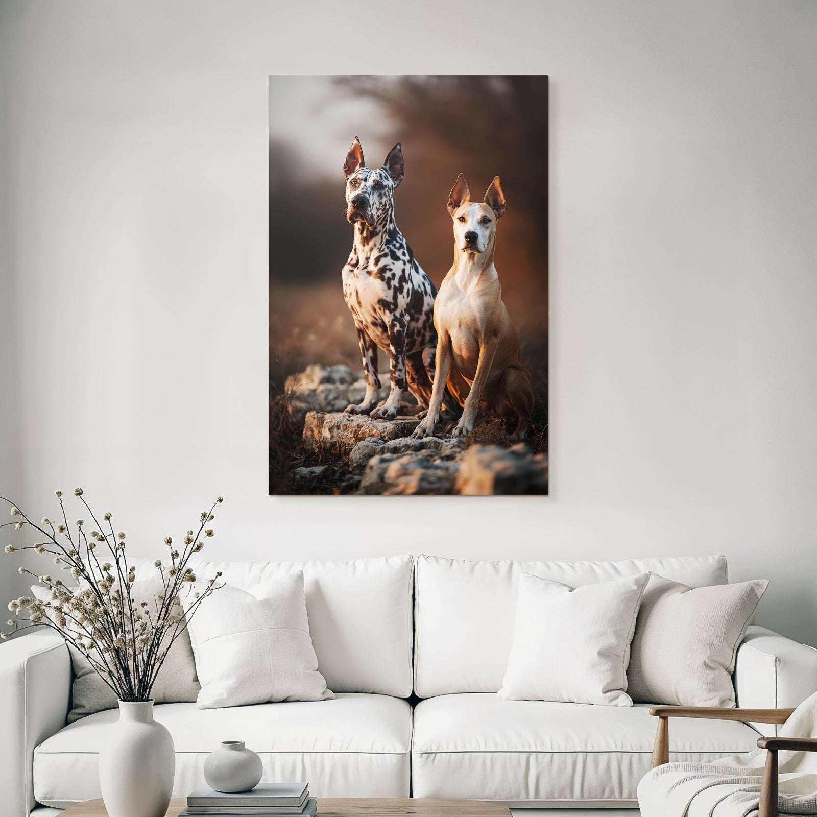 Sitzen Auf Felsen In Natur Mit Spotted Und Tan Fell