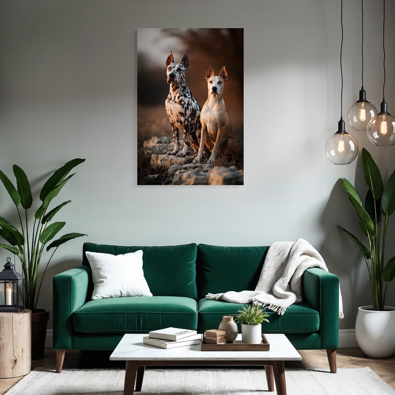 Sitzen Auf Felsen In Natur Mit Spotted Und Tan Fell