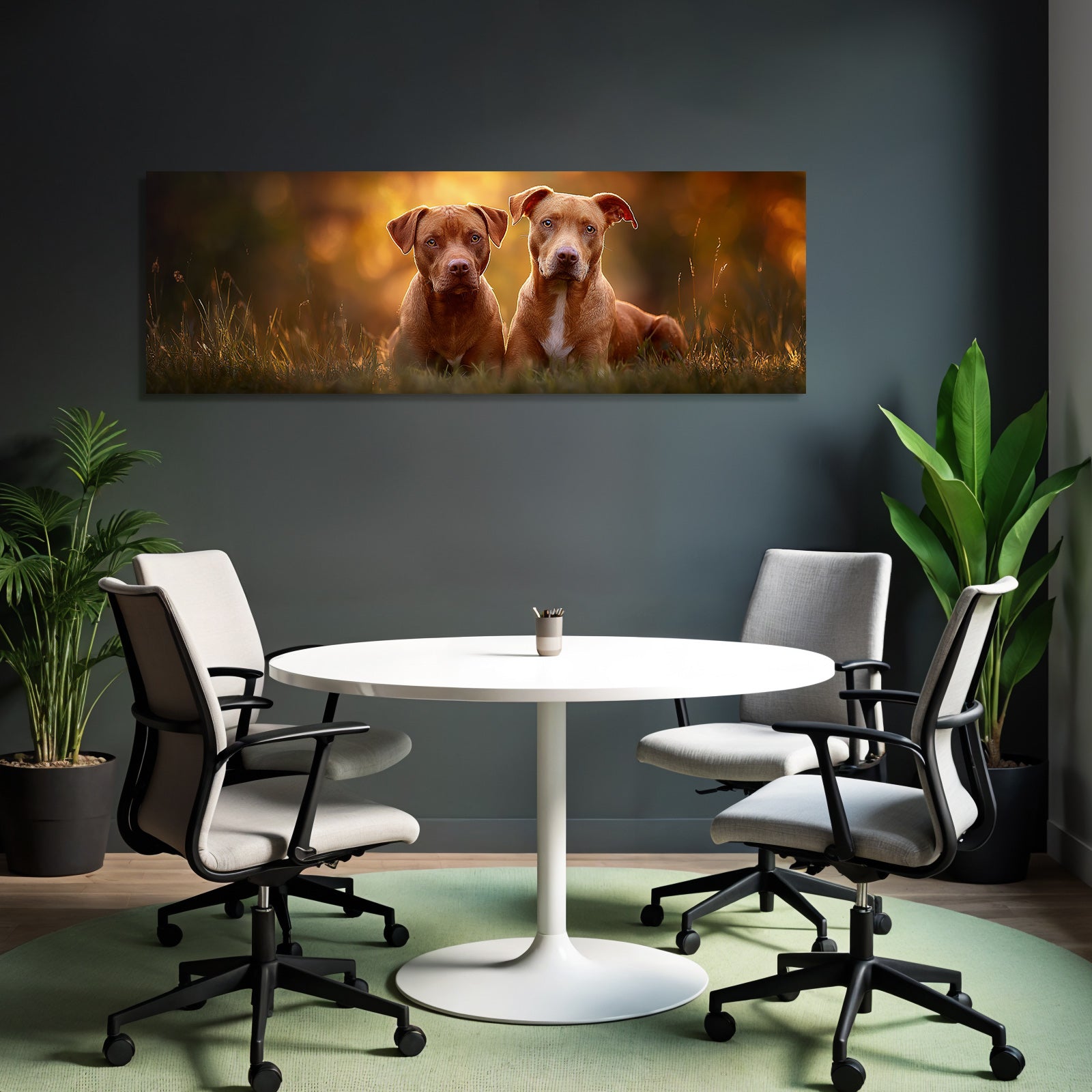 Sitzen Neben Einander Im Grünen Licht Der Sonneuntergang